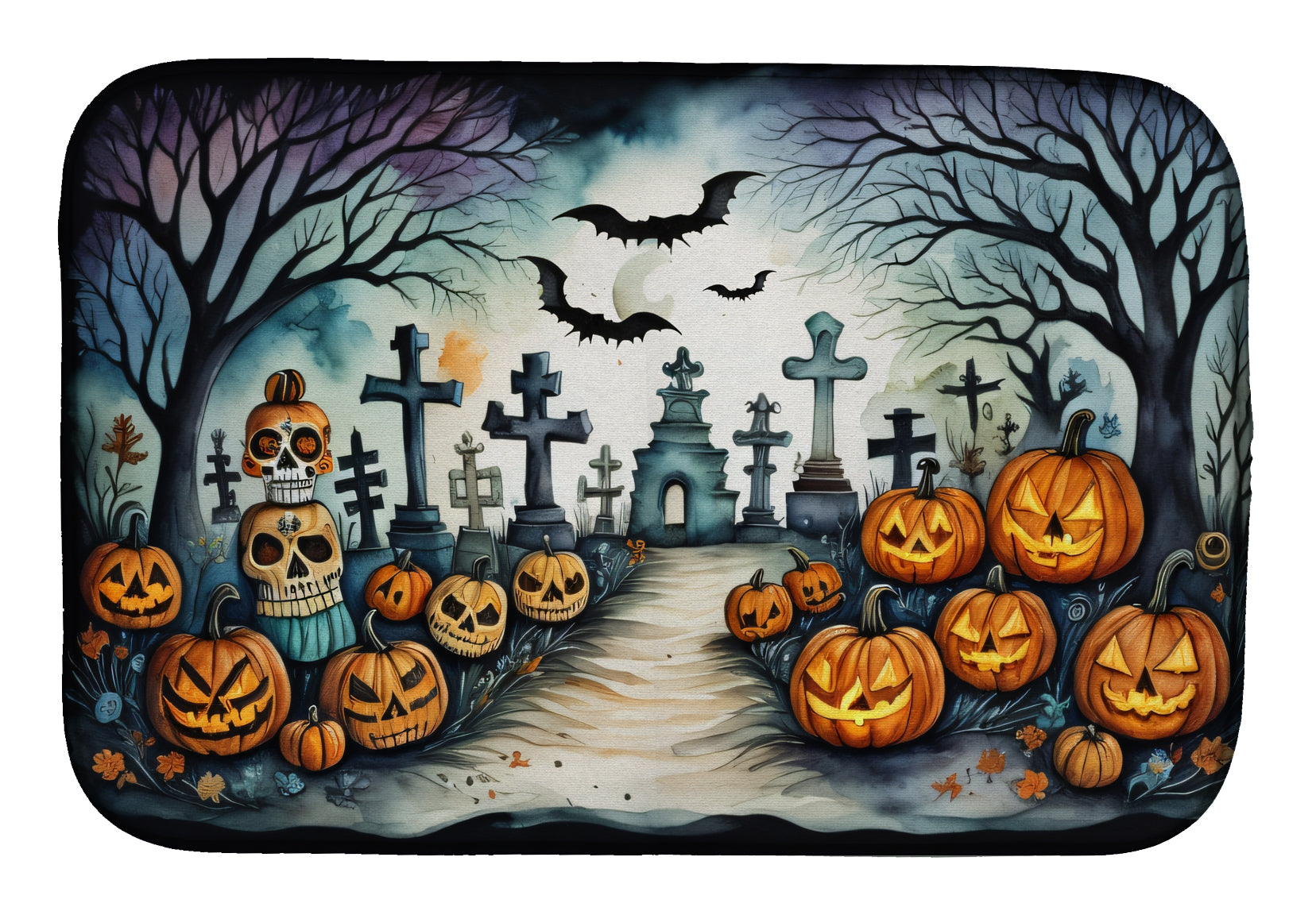 Buy this Day of the Dead Spooky Halloween Dish Drying Mat