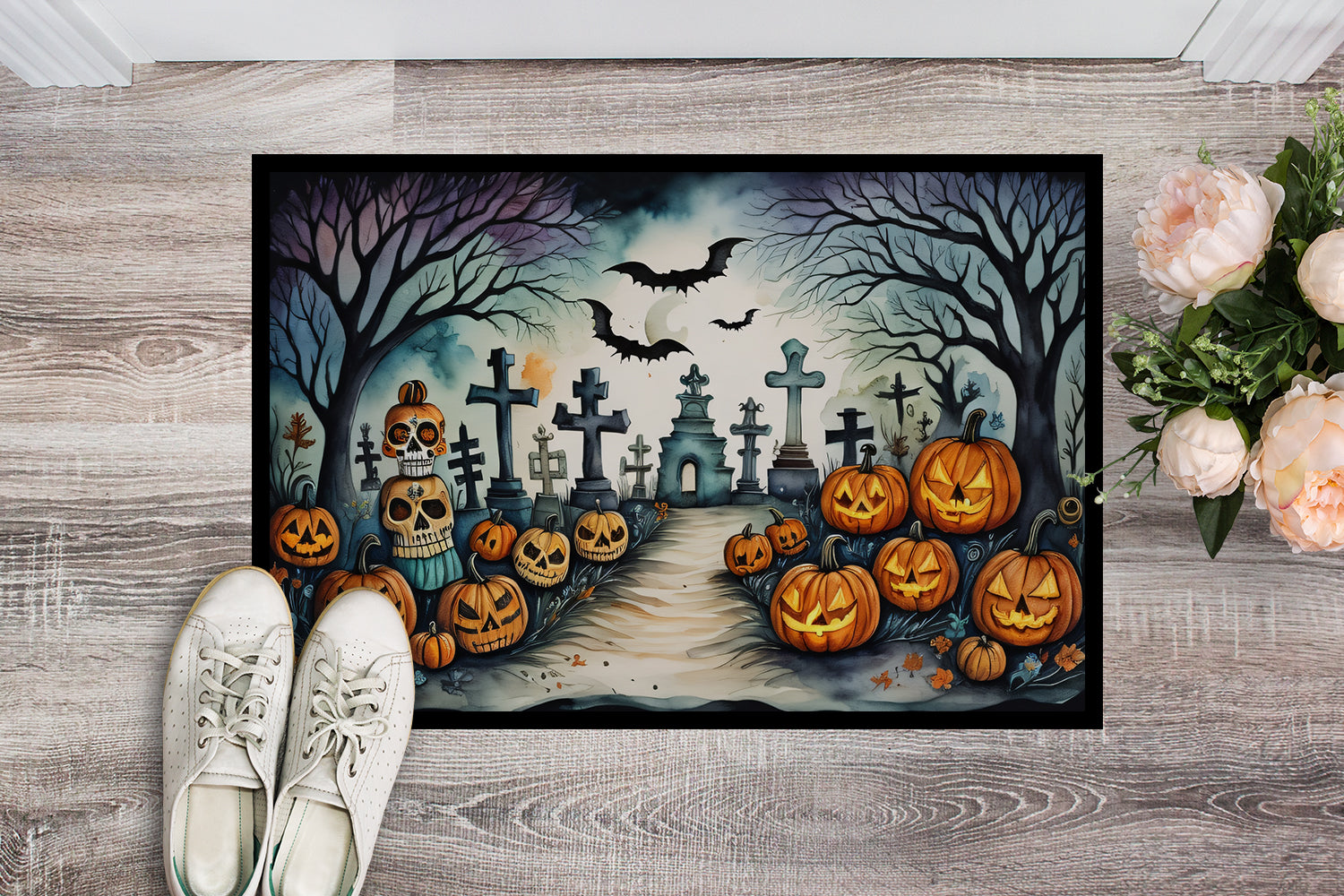 Buy this Day of the Dead Spooky Halloween Indoor or Outdoor Mat 24x36
