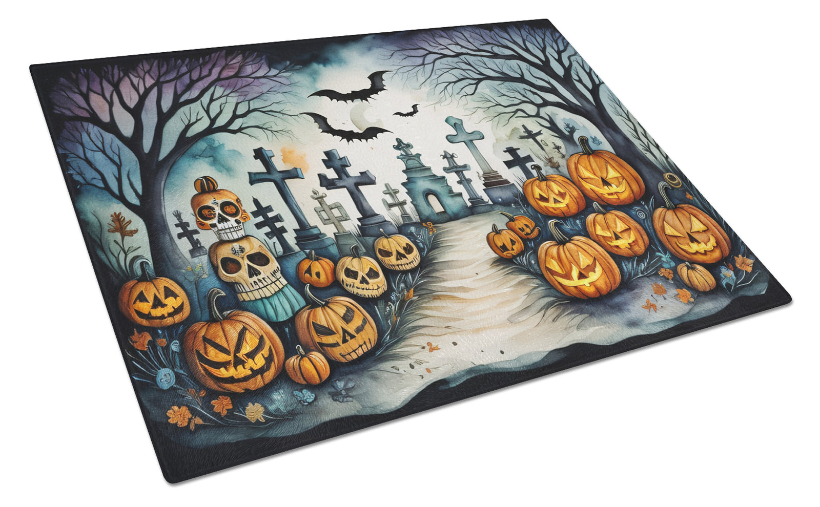 Buy this Day of the Dead Spooky Halloween Glass Cutting Board Large