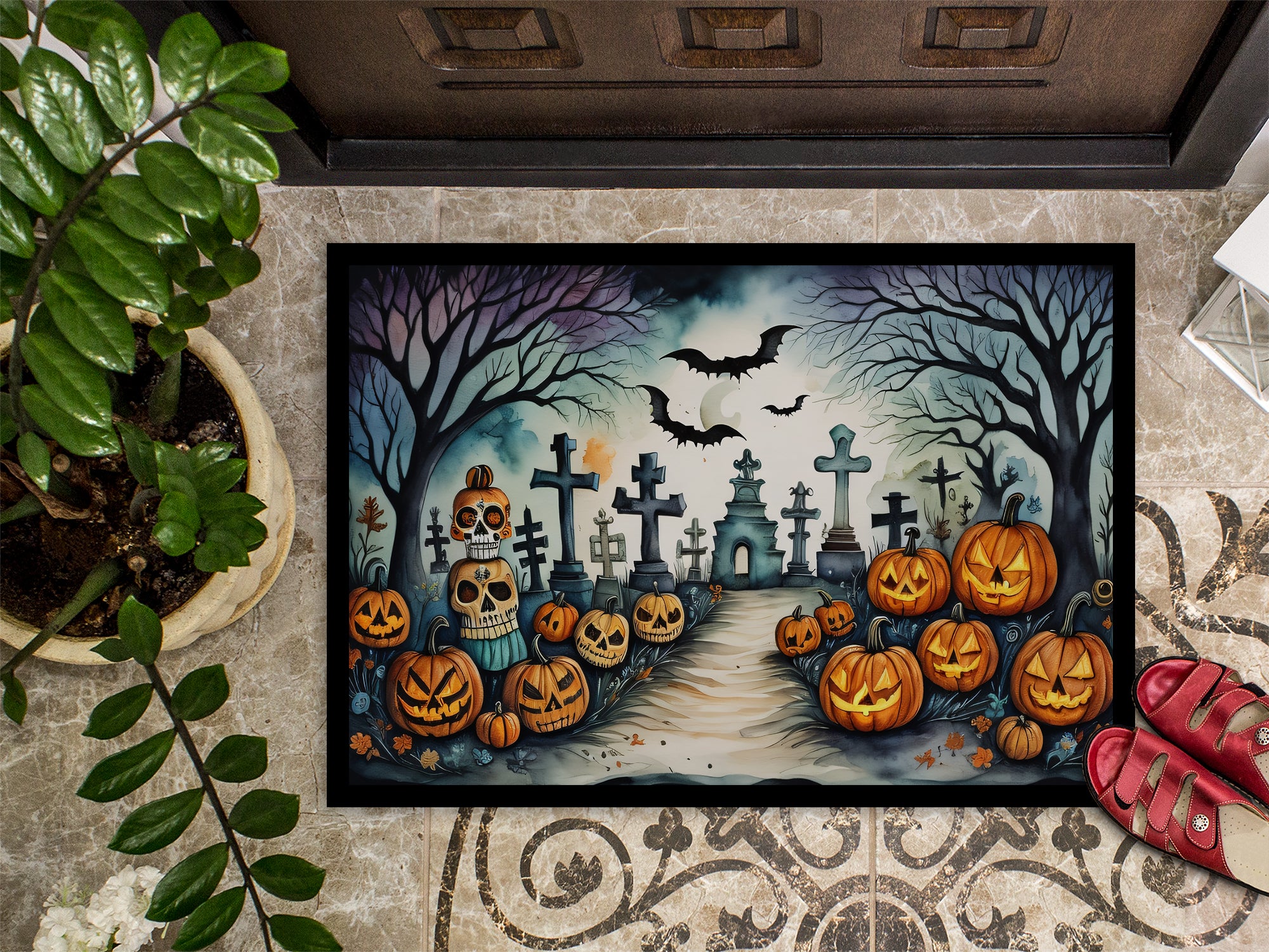 Day of the Dead Spooky Halloween Doormat 18x27