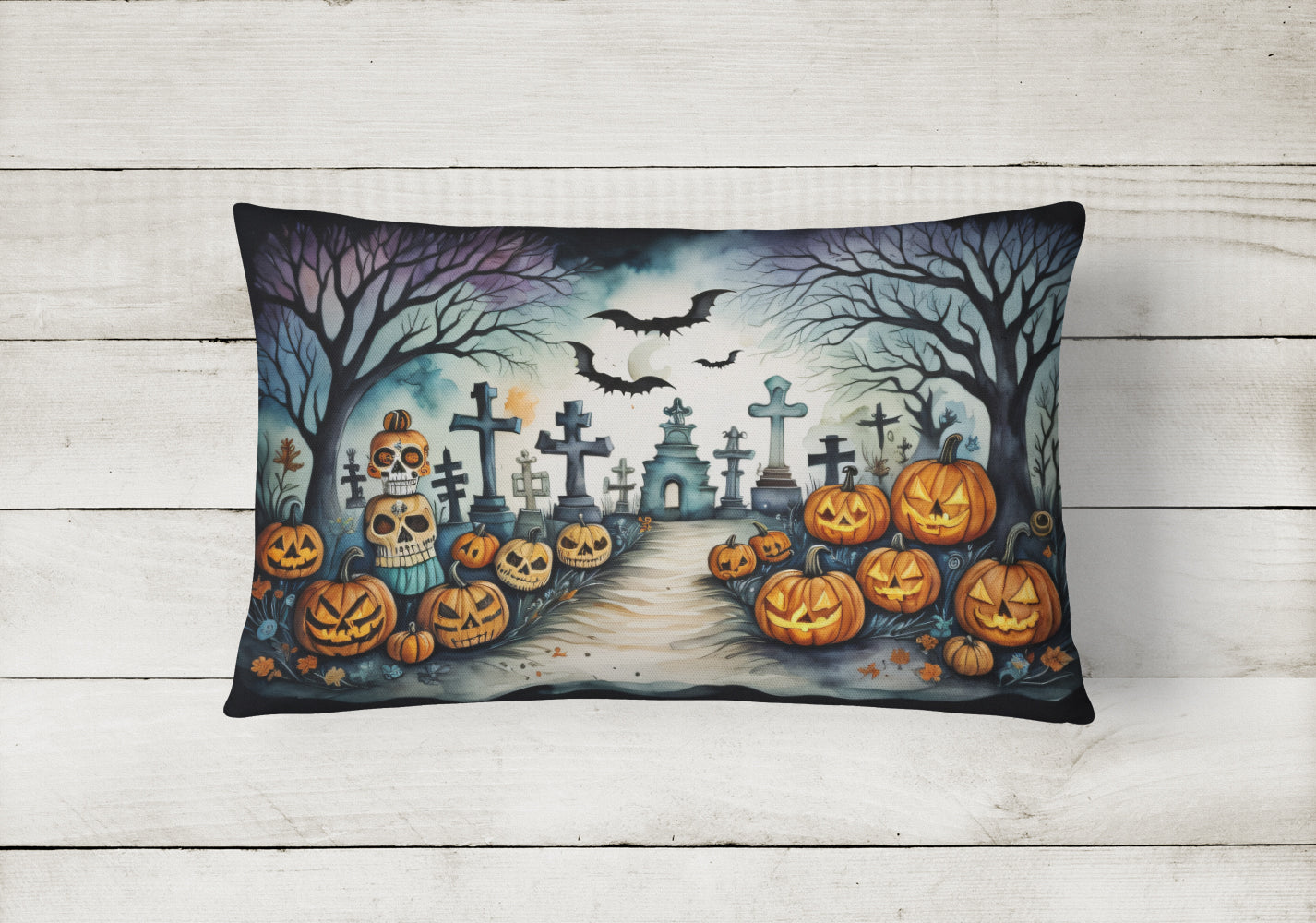 Day of the Dead Spooky Halloween Fabric Decorative Pillow