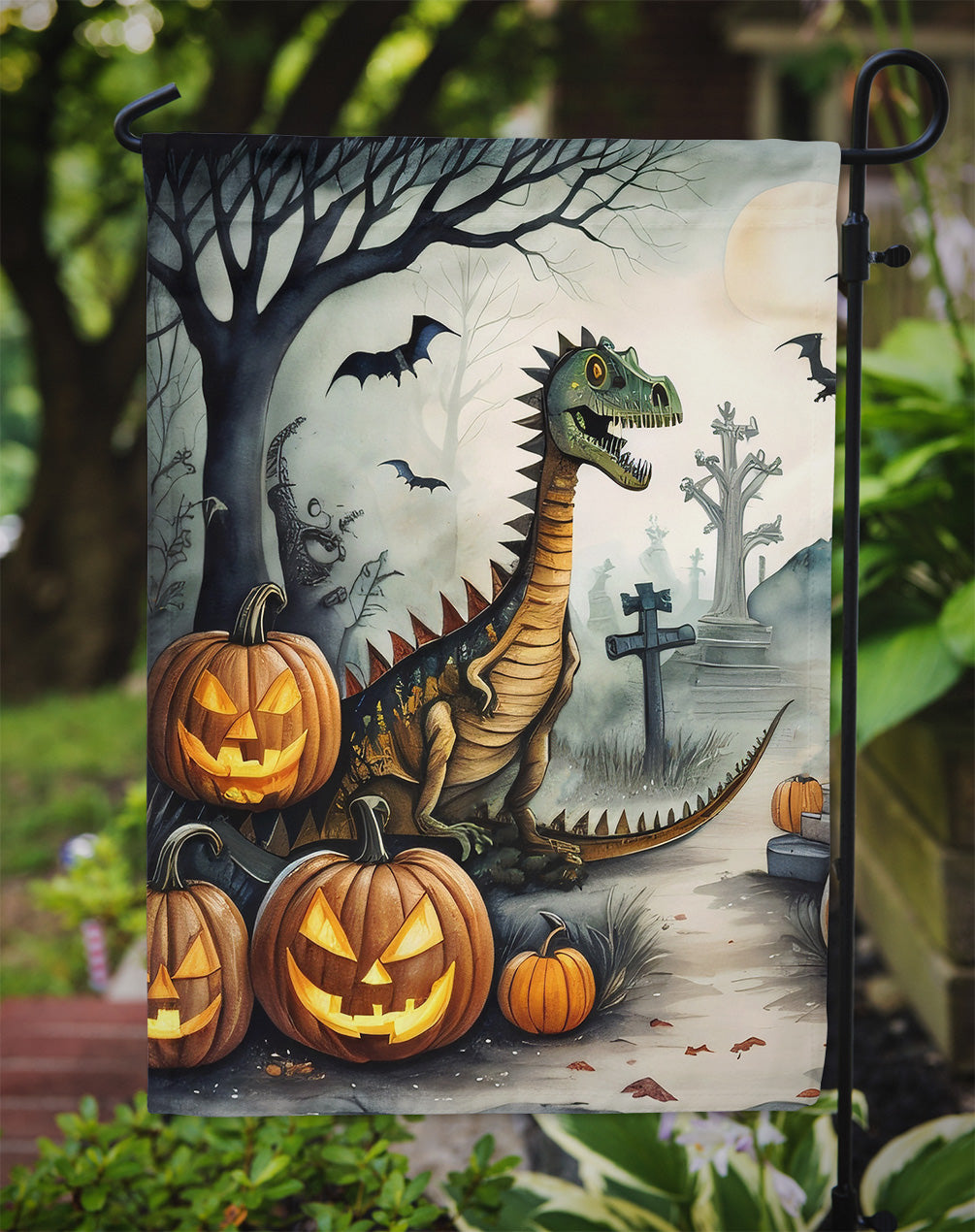 Dinosaurs Spooky Halloween Garden Flag