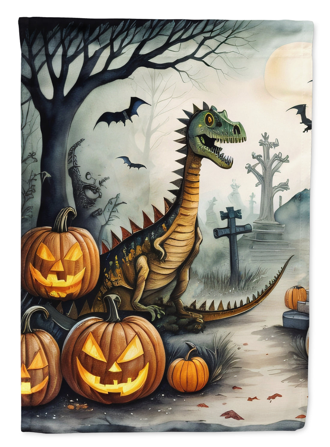 Caroline's Treasures Dinosaurs Spooky Halloween Garden Flag – Outdoor Decorative Yard Flag