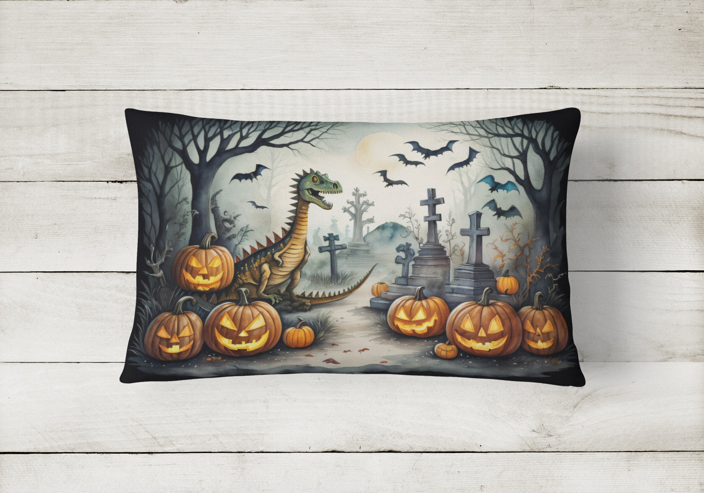 Dinosaurs Spooky Halloween Fabric Decorative Pillow