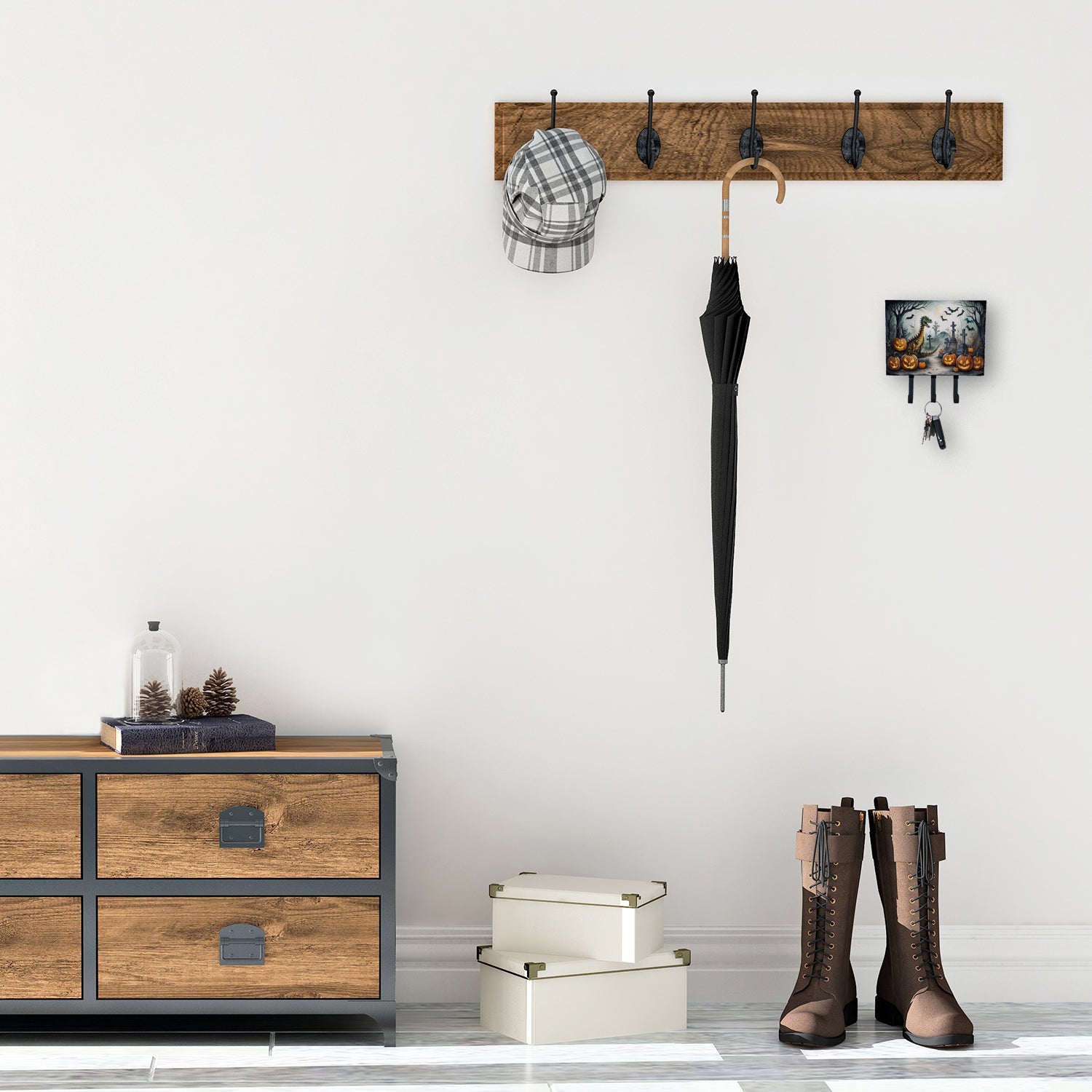 Caroline's Treasures Dinosaurs Spooky Halloween Leash or Key Holder