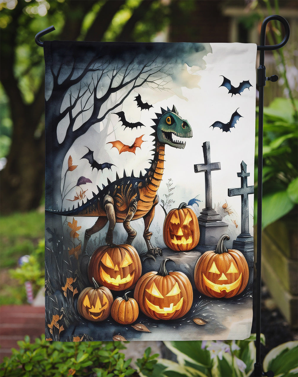 Dinosaurs Spooky Halloween Garden Flag