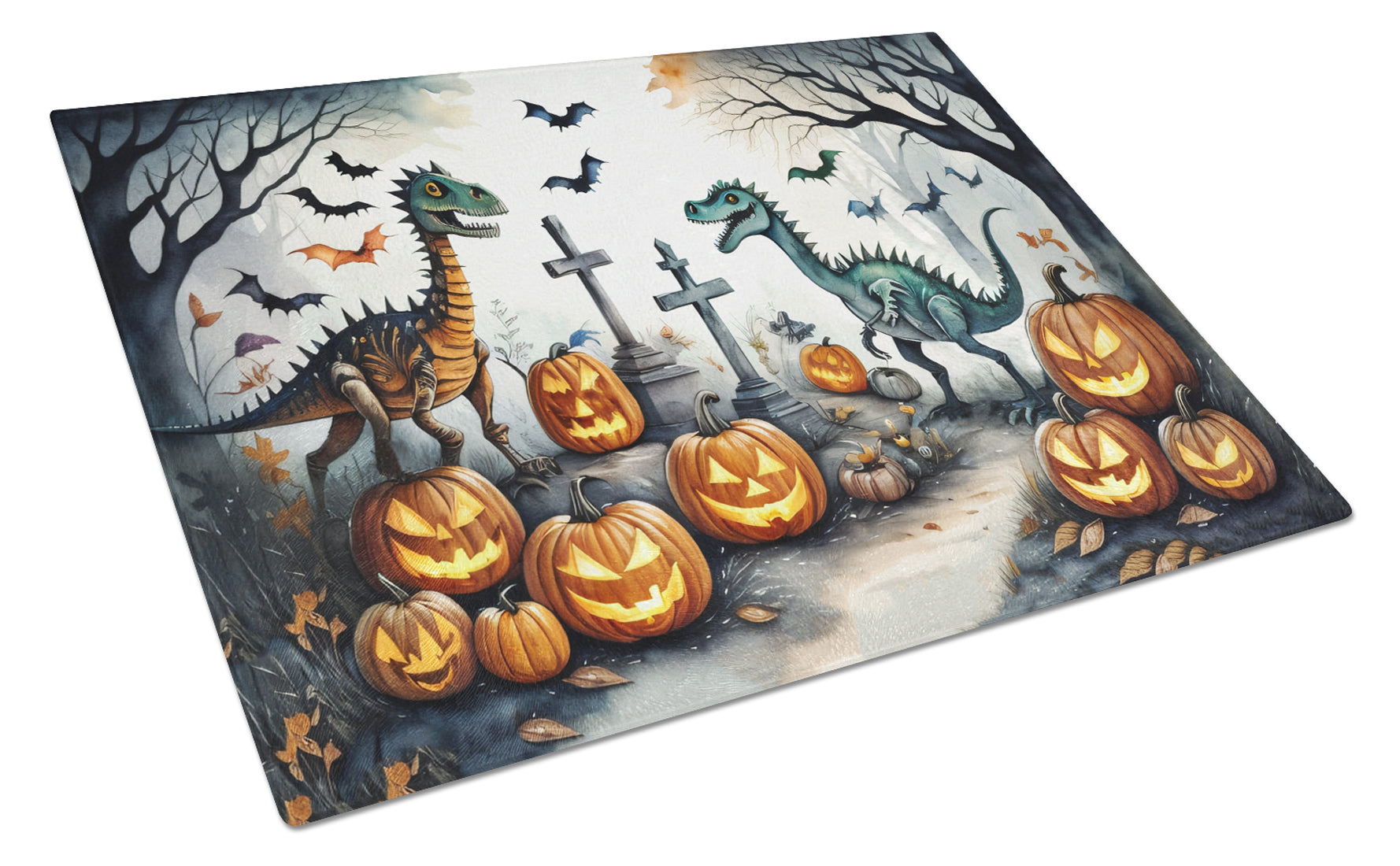 Buy this Dinosaurs Spooky Halloween Glass Cutting Board Large