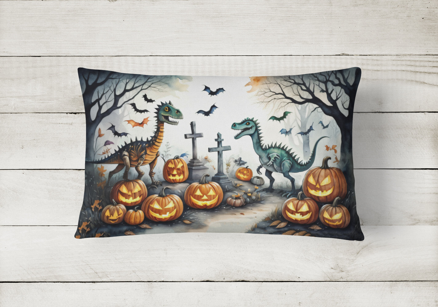 Dinosaurs Spooky Halloween Fabric Decorative Pillow