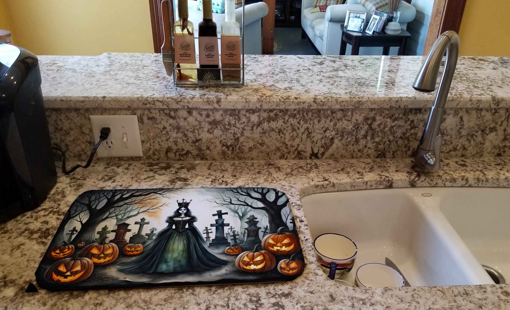 Evil Queen Spooky Halloween Dish Drying Mat