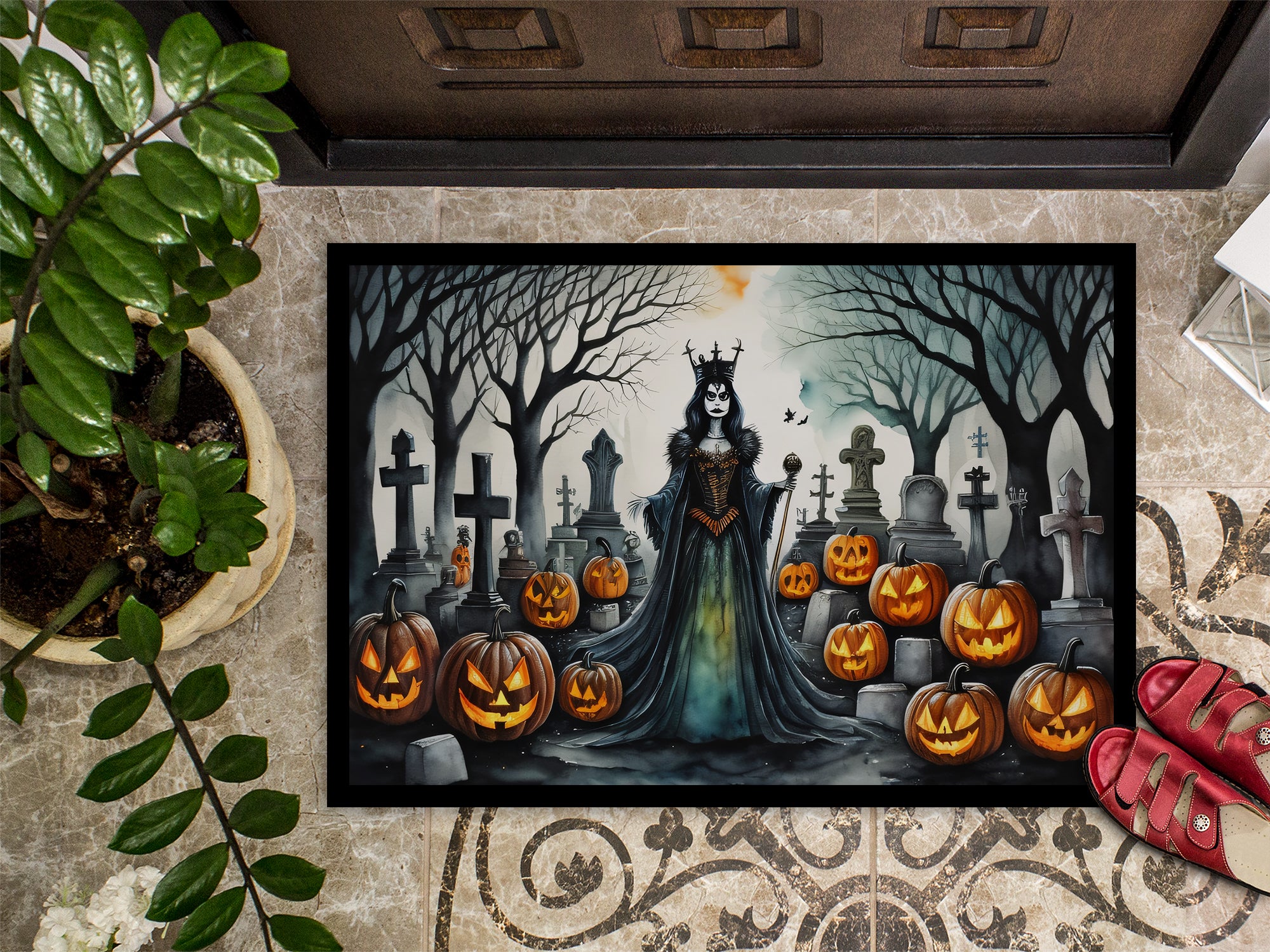 Evil Queen Spooky Halloween Indoor or Outdoor Mat 24x36