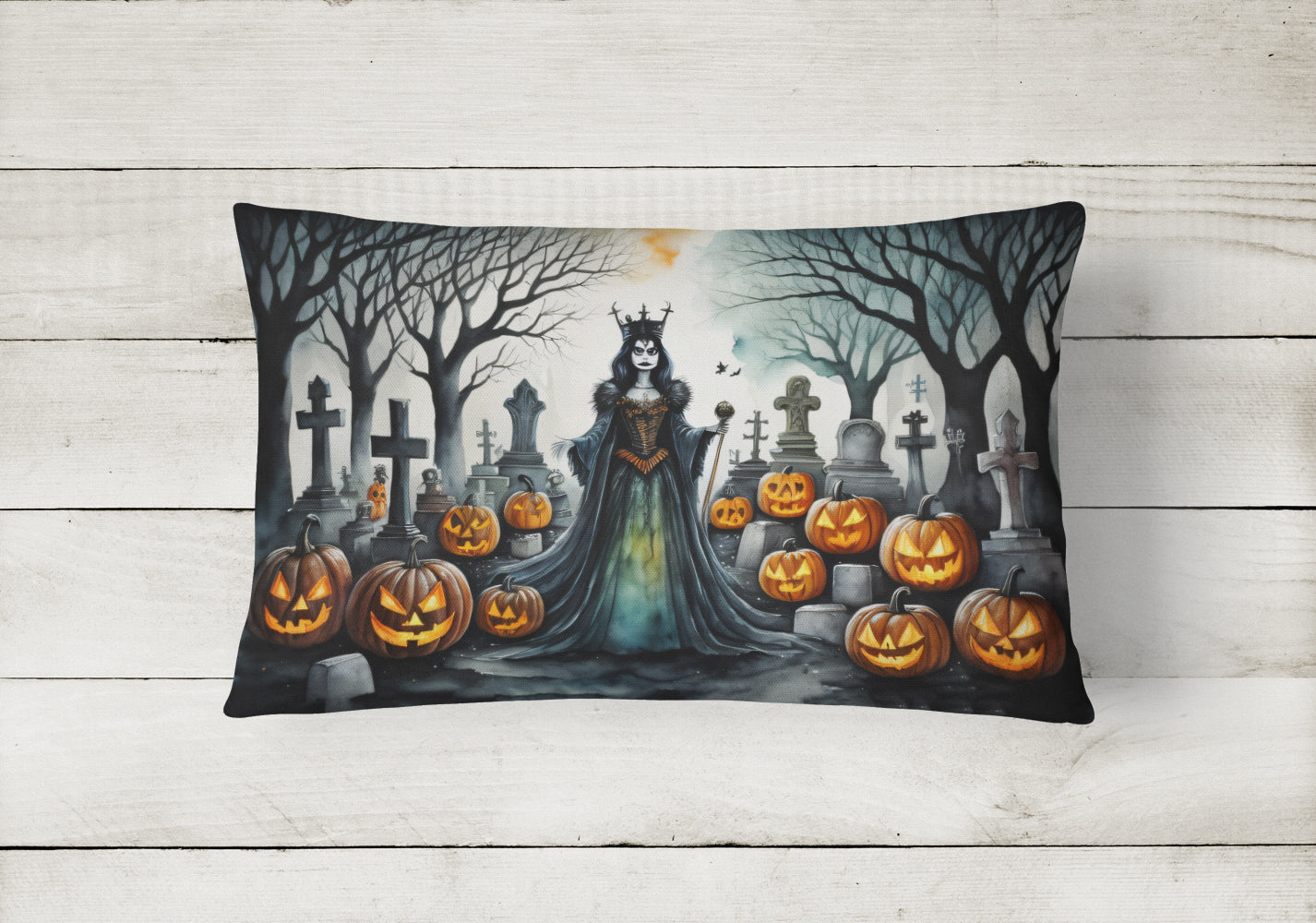 Evil Queen Spooky Halloween Fabric Decorative Pillow