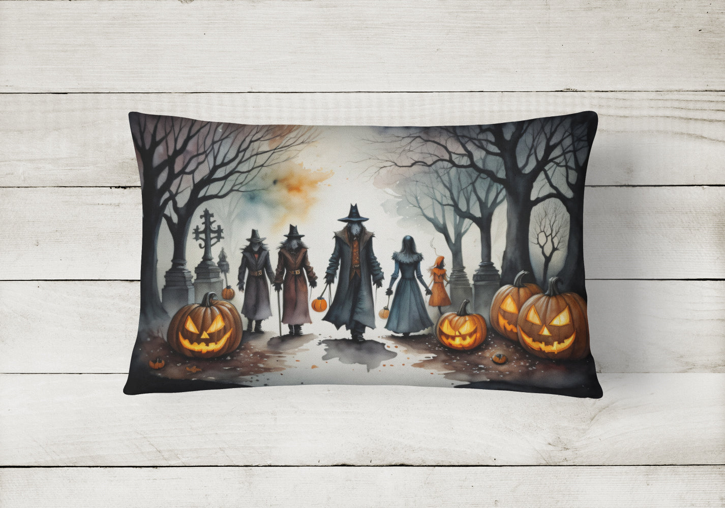 Vampires Spooky Halloween Fabric Decorative Pillow