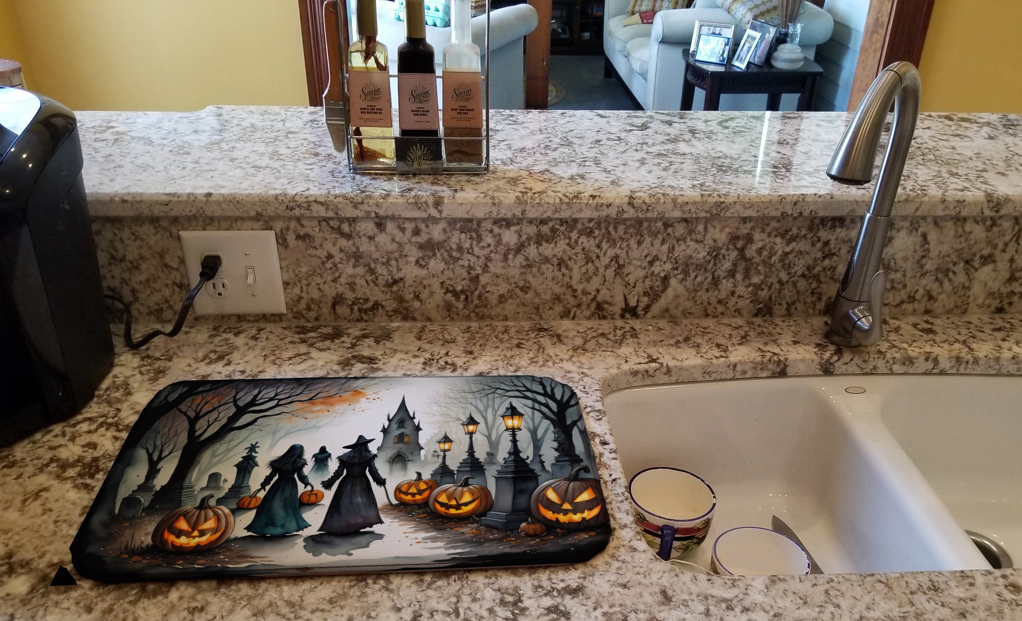 Vampires Spooky Halloween Dish Drying Mat
