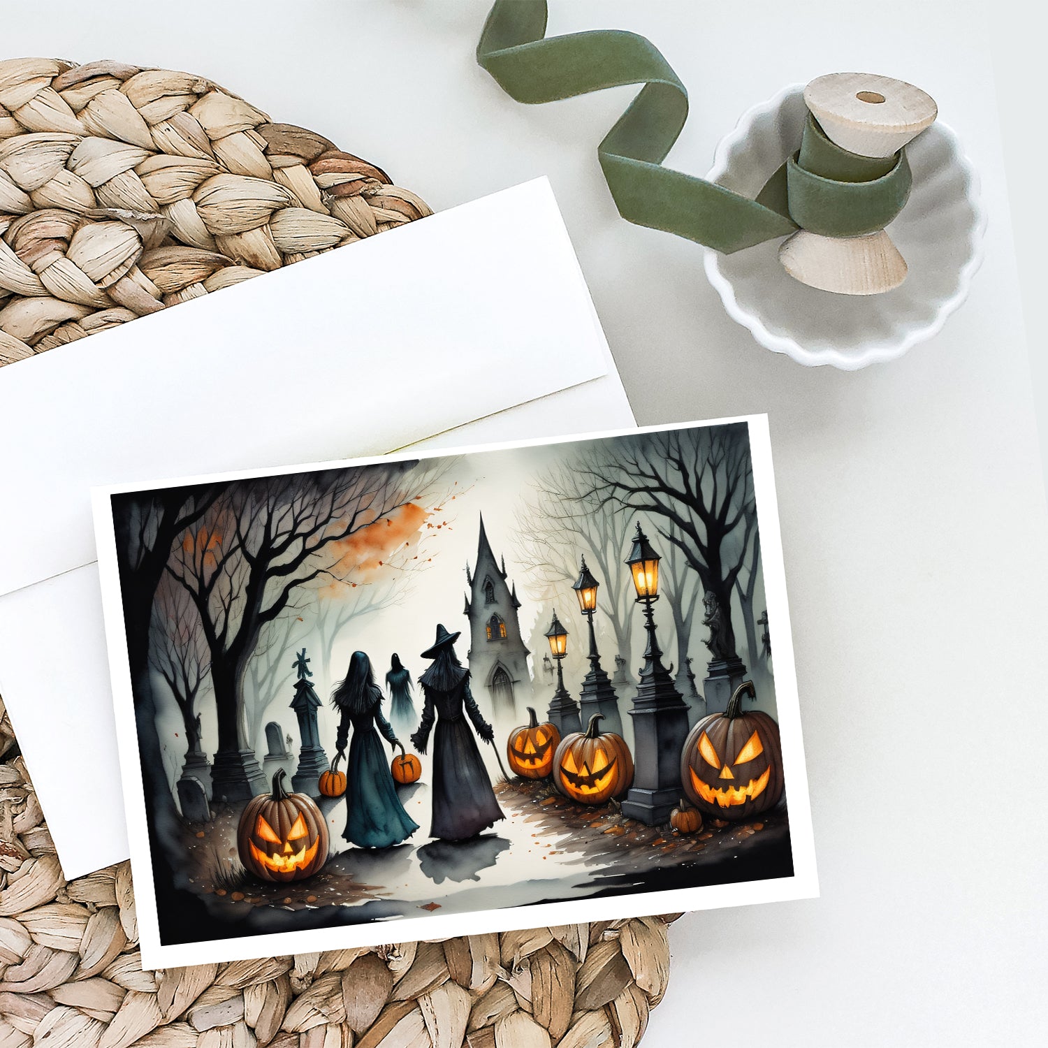 Vampires Spooky Halloween Greeting Cards and Envelopes Pack of 8