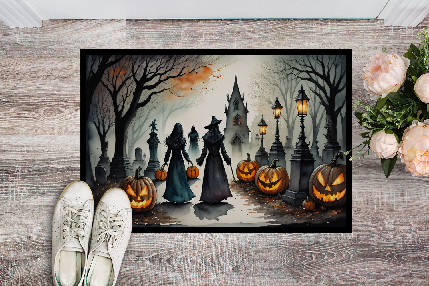 Vampires Spooky Halloween Indoor or Outdoor Mat 24x36