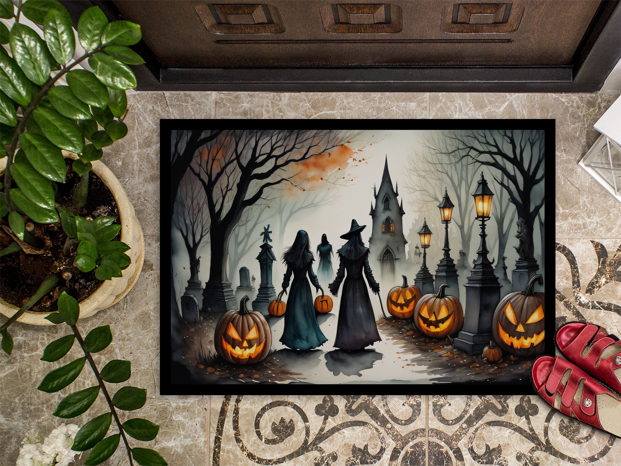 Vampires Spooky Halloween Indoor or Outdoor Mat 24x36