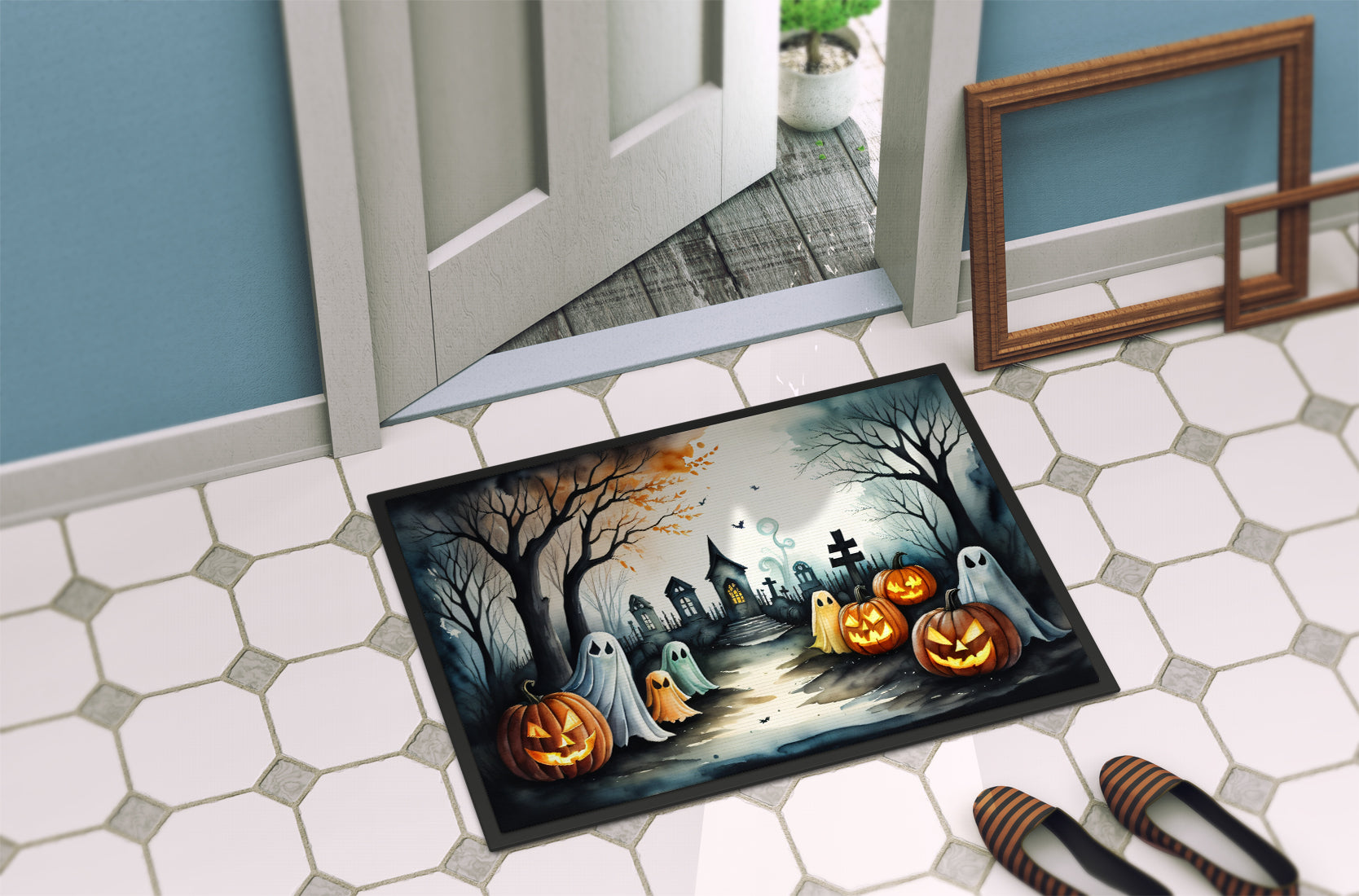 Ghosts Spooky Halloween Indoor or Outdoor Mat 24x36