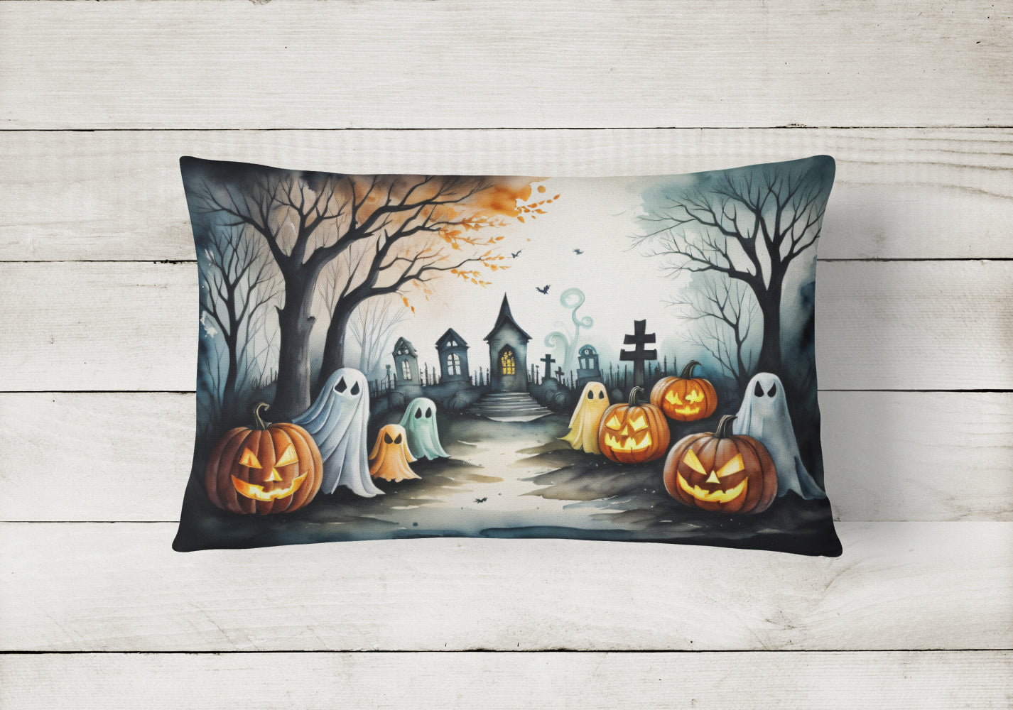 Ghosts Spooky Halloween Fabric Decorative Pillow