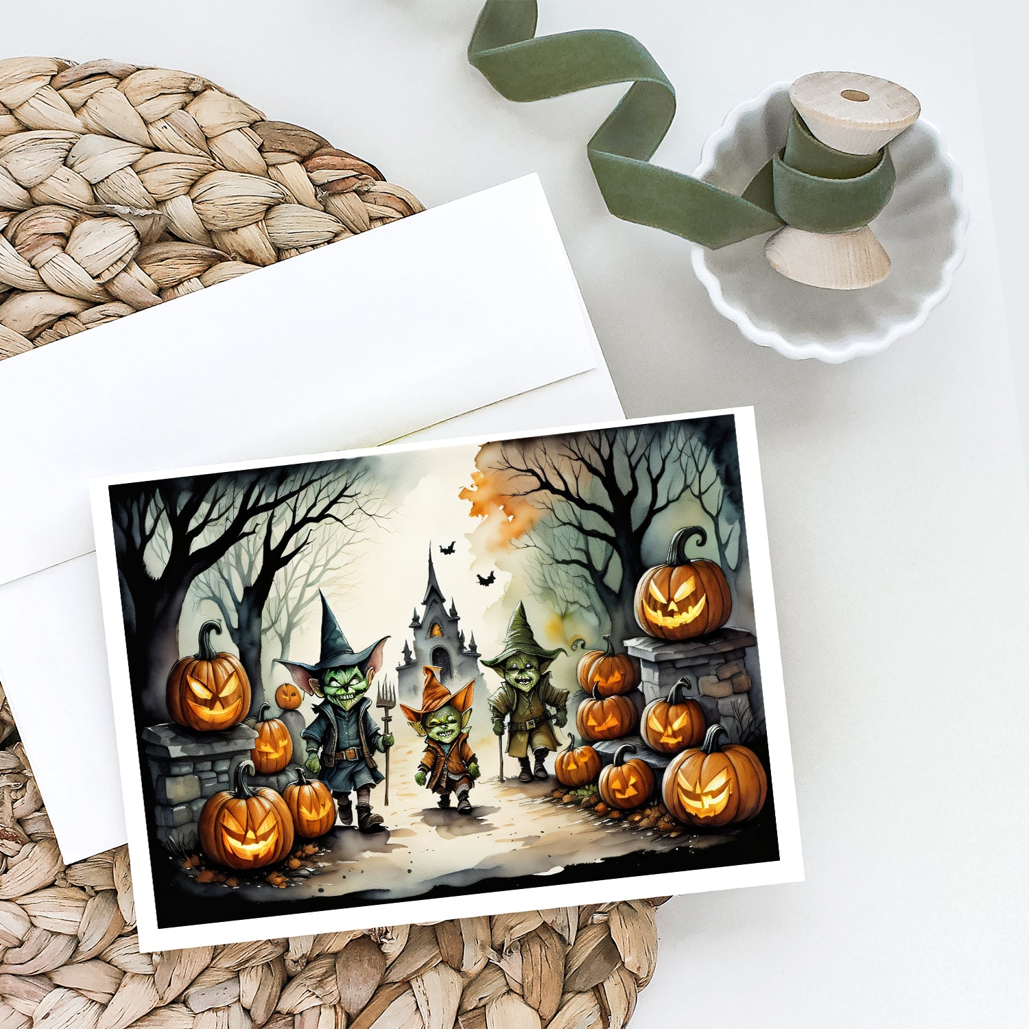Goblins Spooky Halloween Greeting Cards and Envelopes Pack of 8
