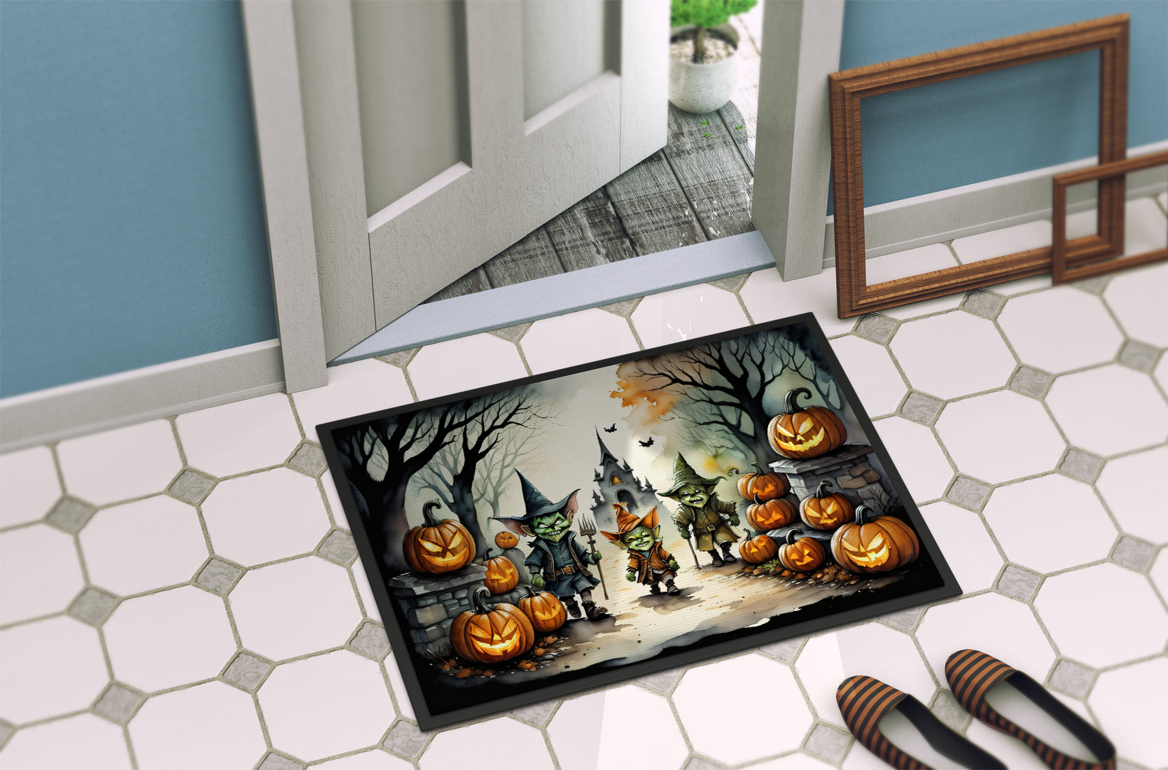 Goblins Spooky Halloween Indoor or Outdoor Mat 24x36