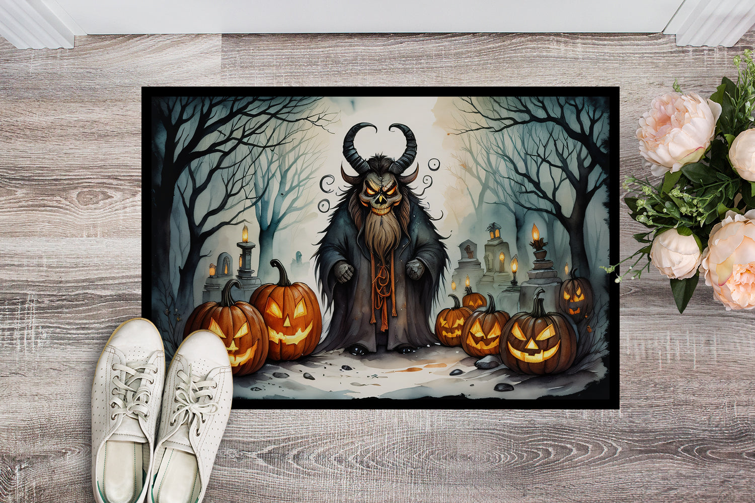 Krampus The Christmas Demon Spooky Halloween Indoor or Outdoor Mat 24x36