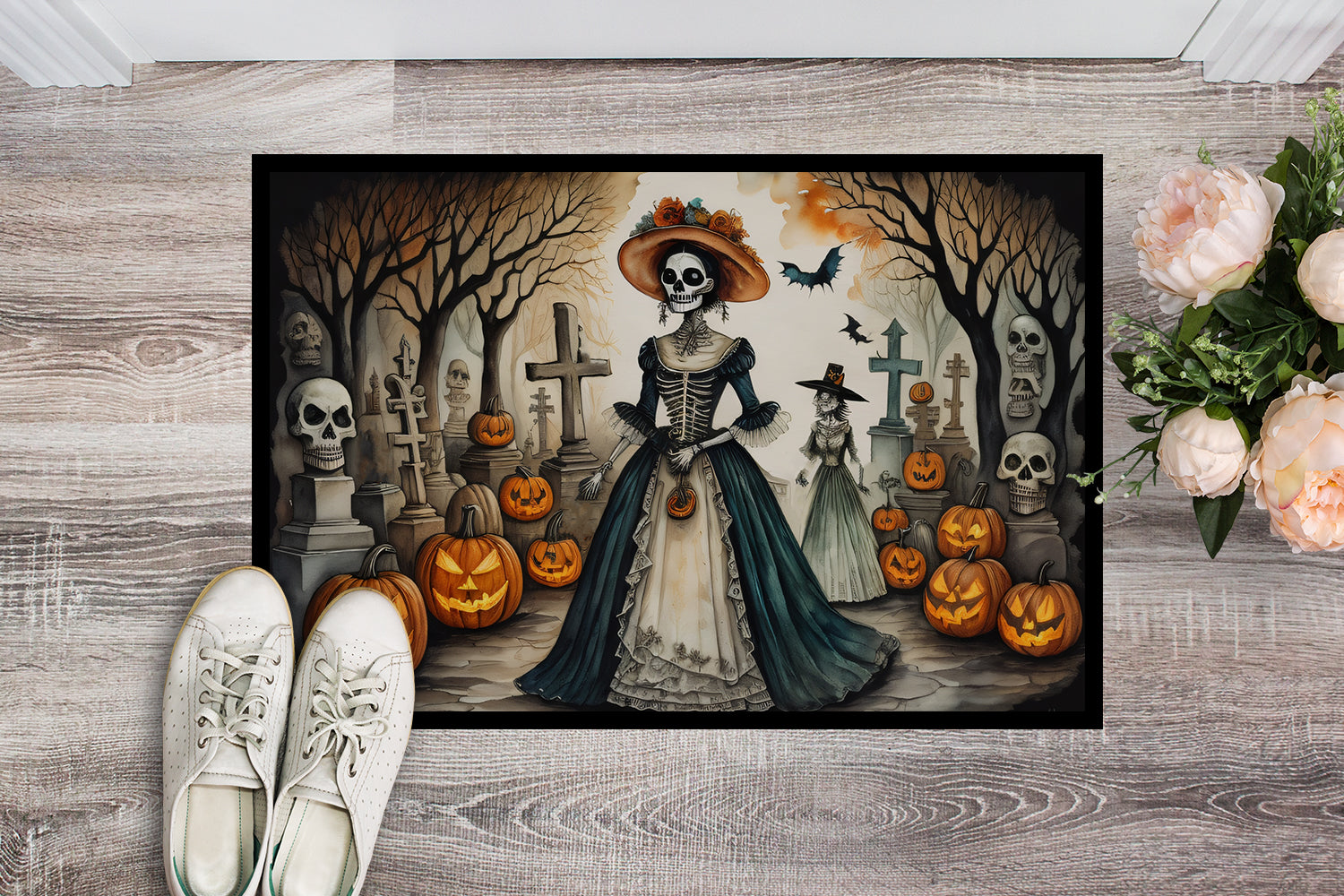 La Catrina Skeleton Spooky Halloween Indoor or Outdoor Mat 24x36