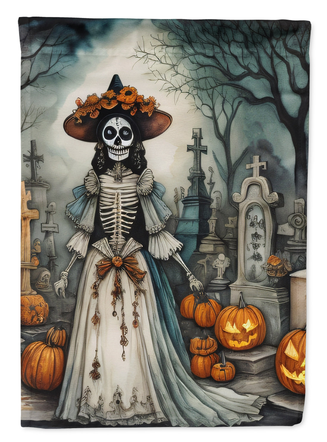 Buy this La Catrina Skeleton Spooky Halloween House Flag