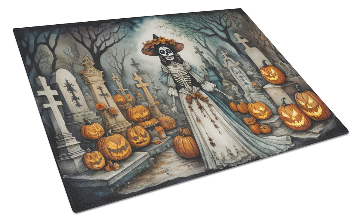 Buy this La Catrina Skeleton Spooky Halloween Glass Cutting Board Large