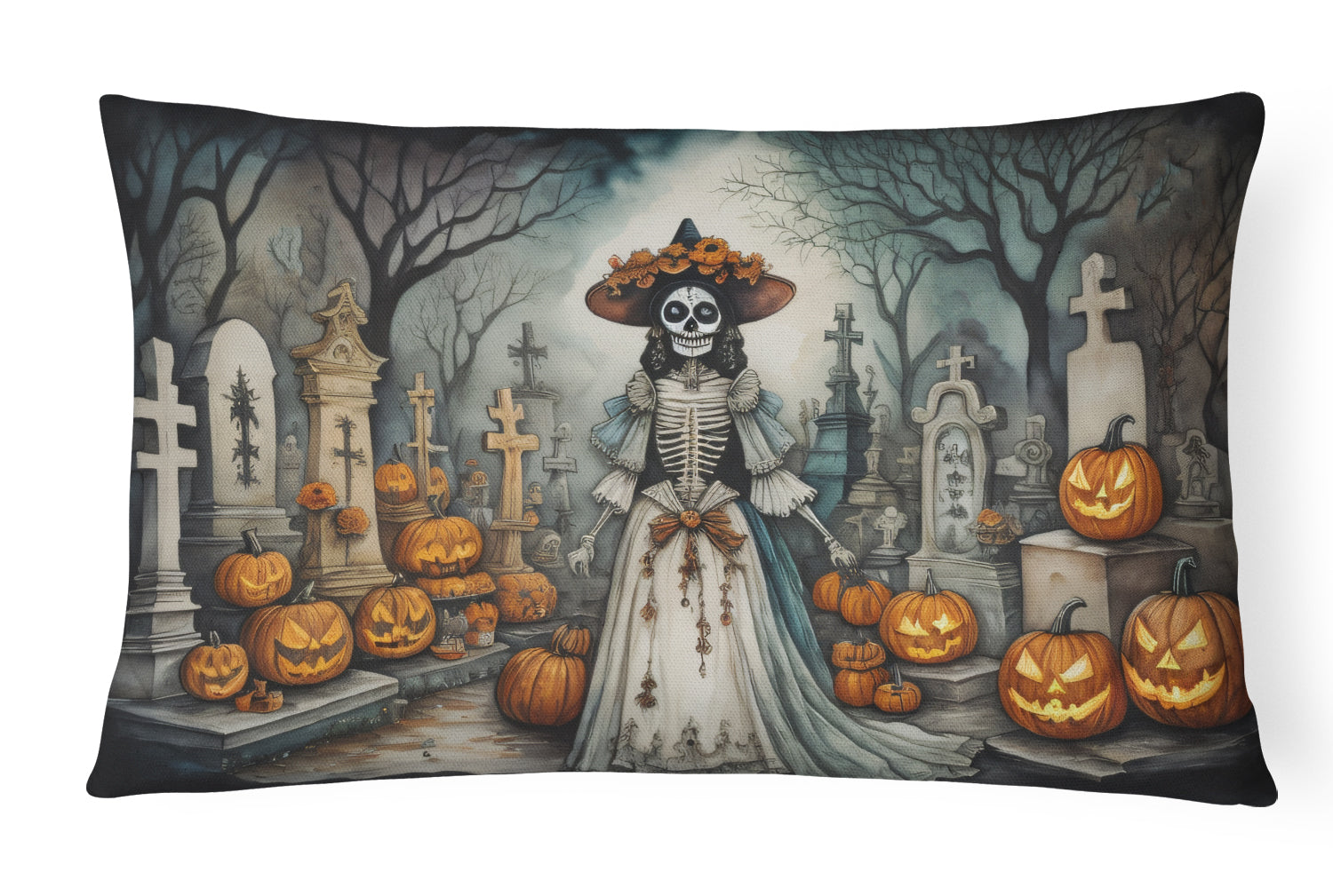 Buy this La Catrina Skeleton Spooky Halloween Fabric Decorative Pillow