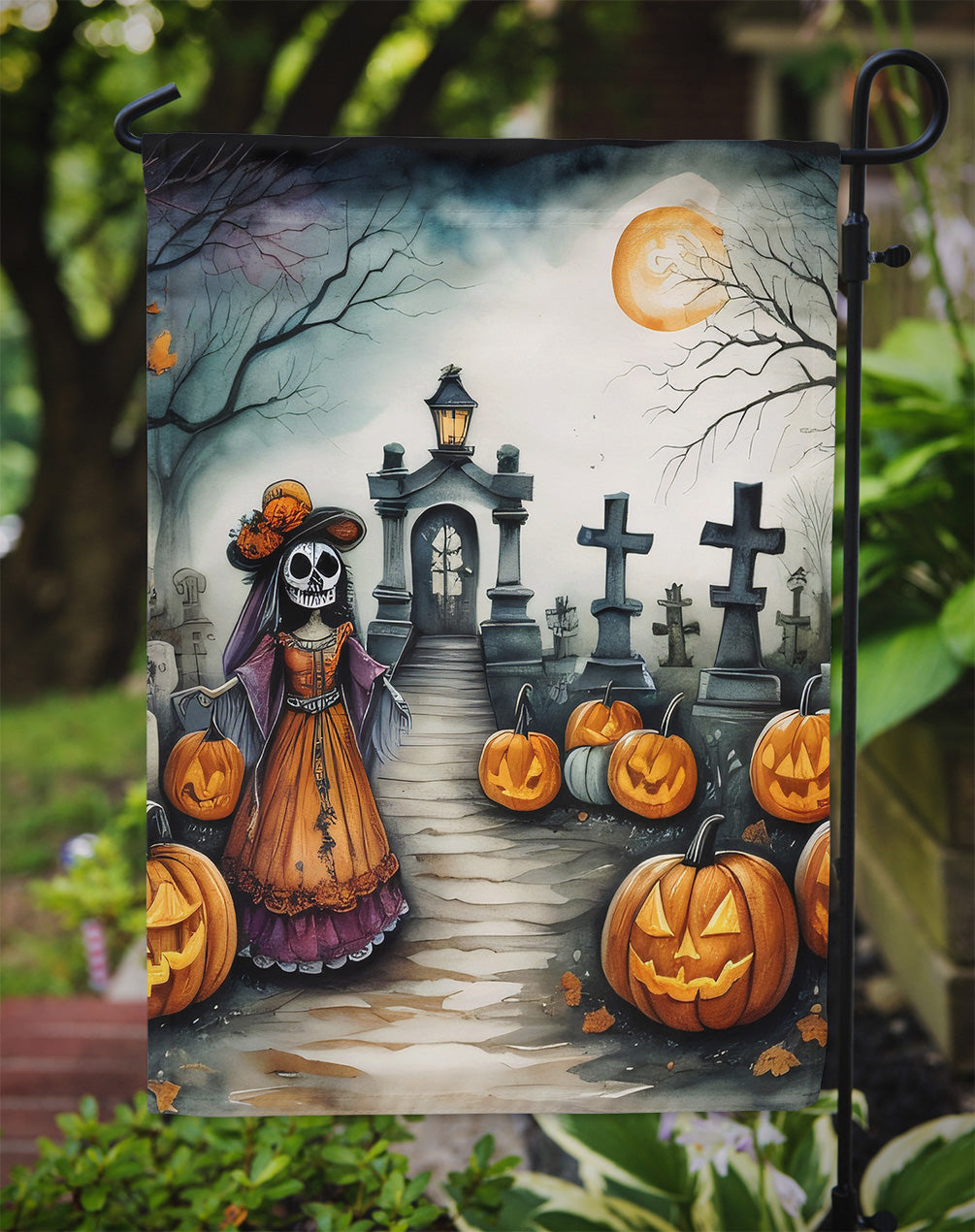 La Catrina Skeleton Spooky Halloween Garden Flag
