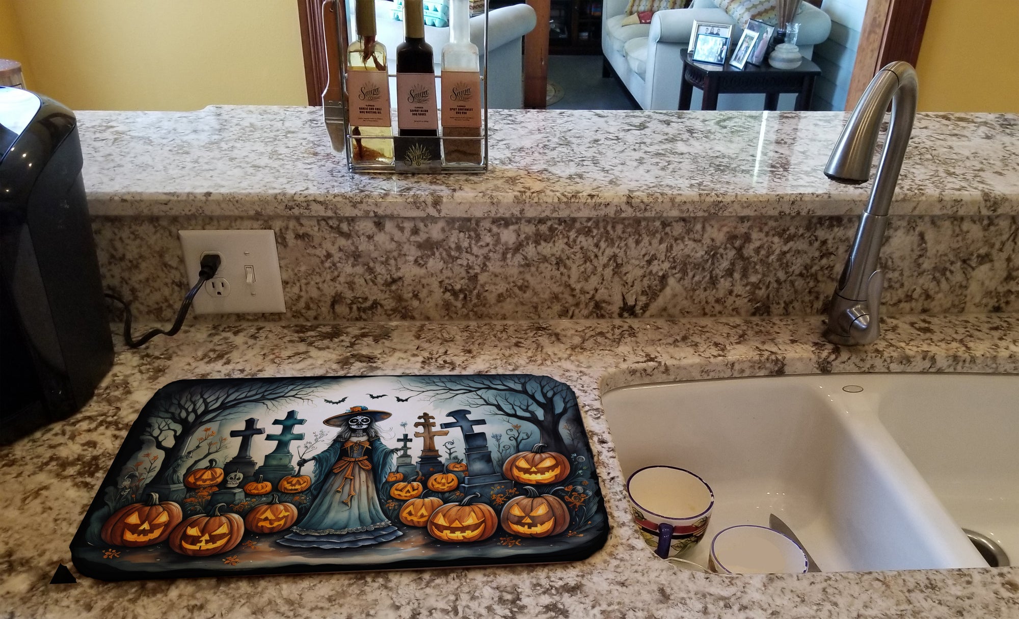 La Catrina Skeleton Spooky Halloween Dish Drying Mat