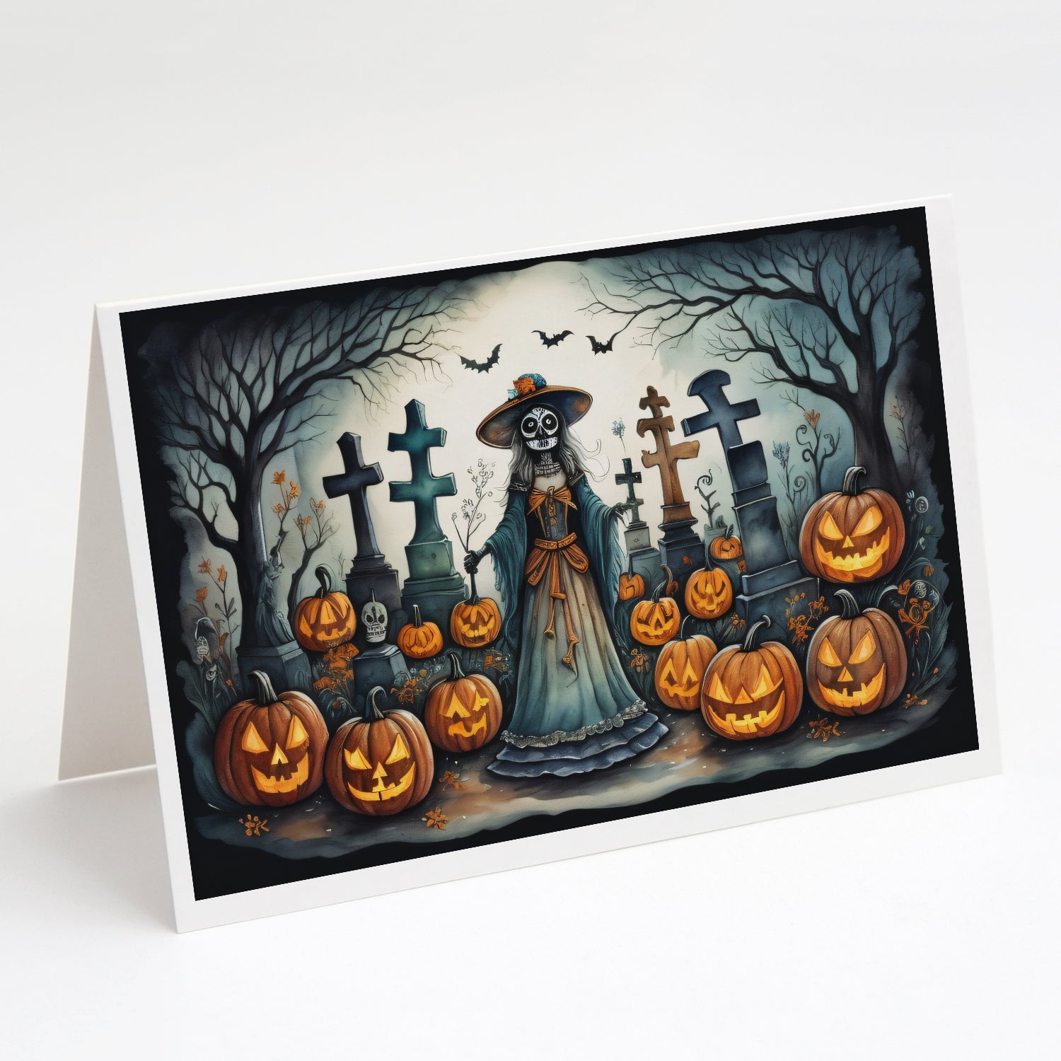 Buy this La Catrina Skeleton Spooky Halloween Greeting Cards and Envelopes Pack of 8