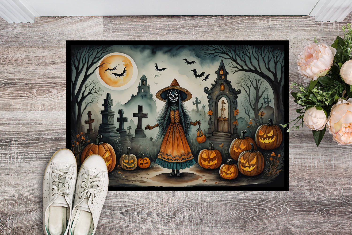 La Llorona Skeleton Spooky Halloween Doormat 18x27