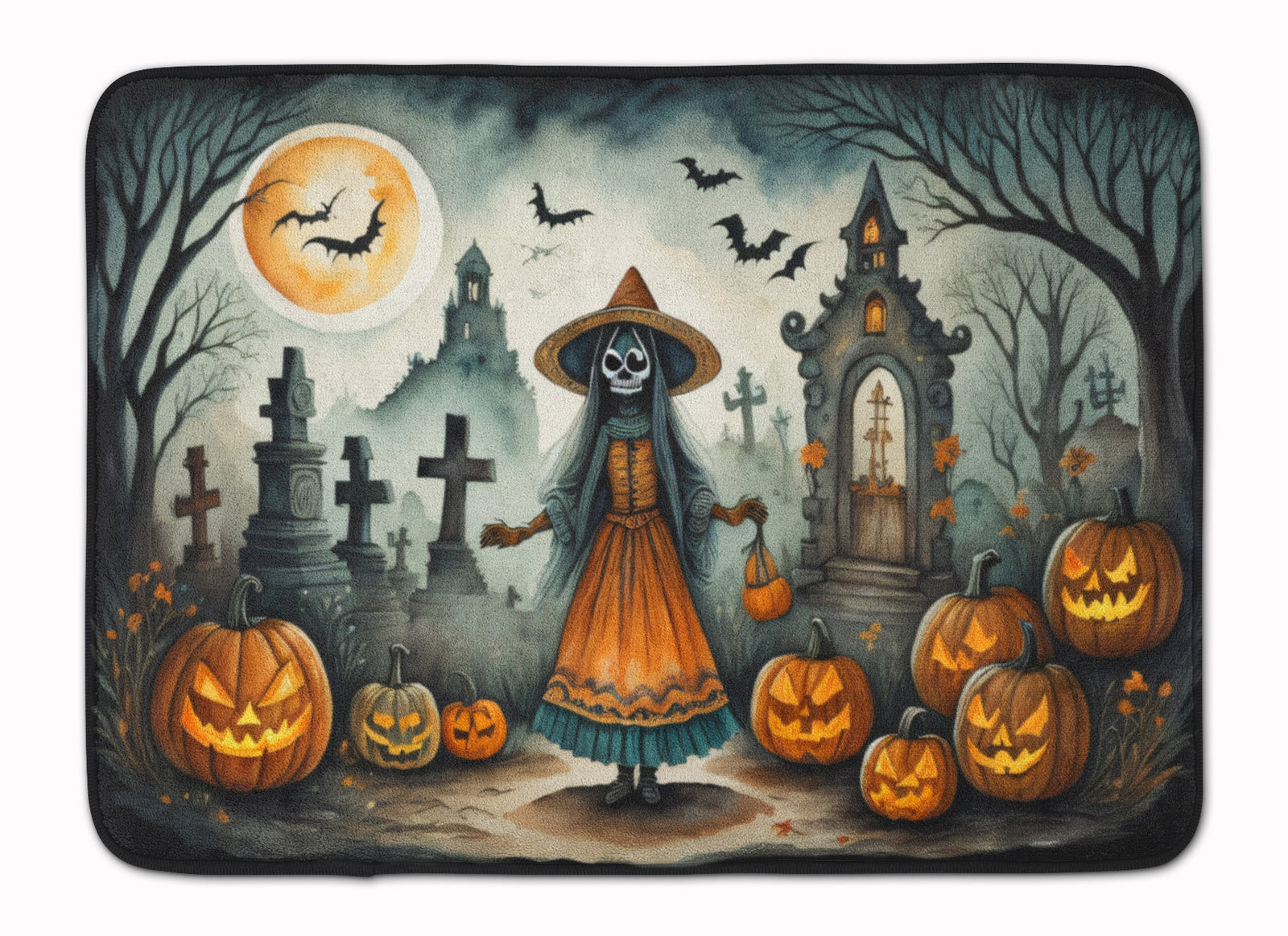 Buy this La Llorona Skeleton Spooky Halloween Memory Foam Kitchen Mat
