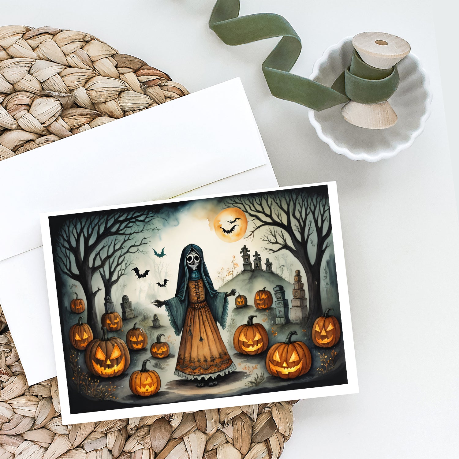 Buy this La Llorona Skeleton Spooky Halloween Greeting Cards and Envelopes Pack of 8