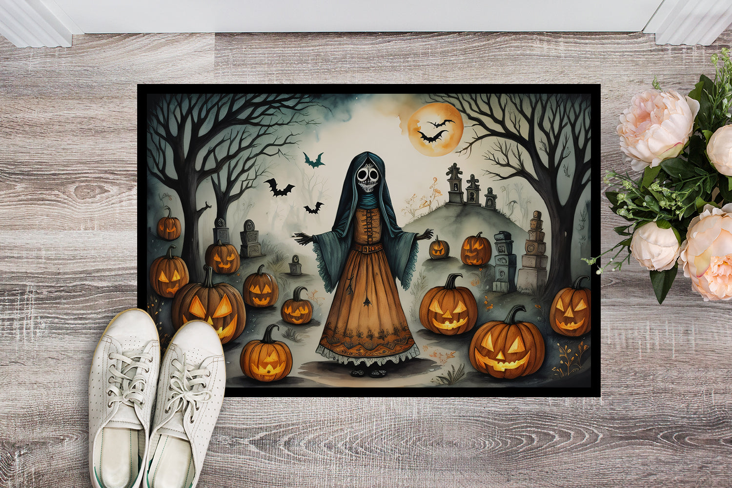 La Llorona Skeleton Spooky Halloween Indoor or Outdoor Mat 24x36
