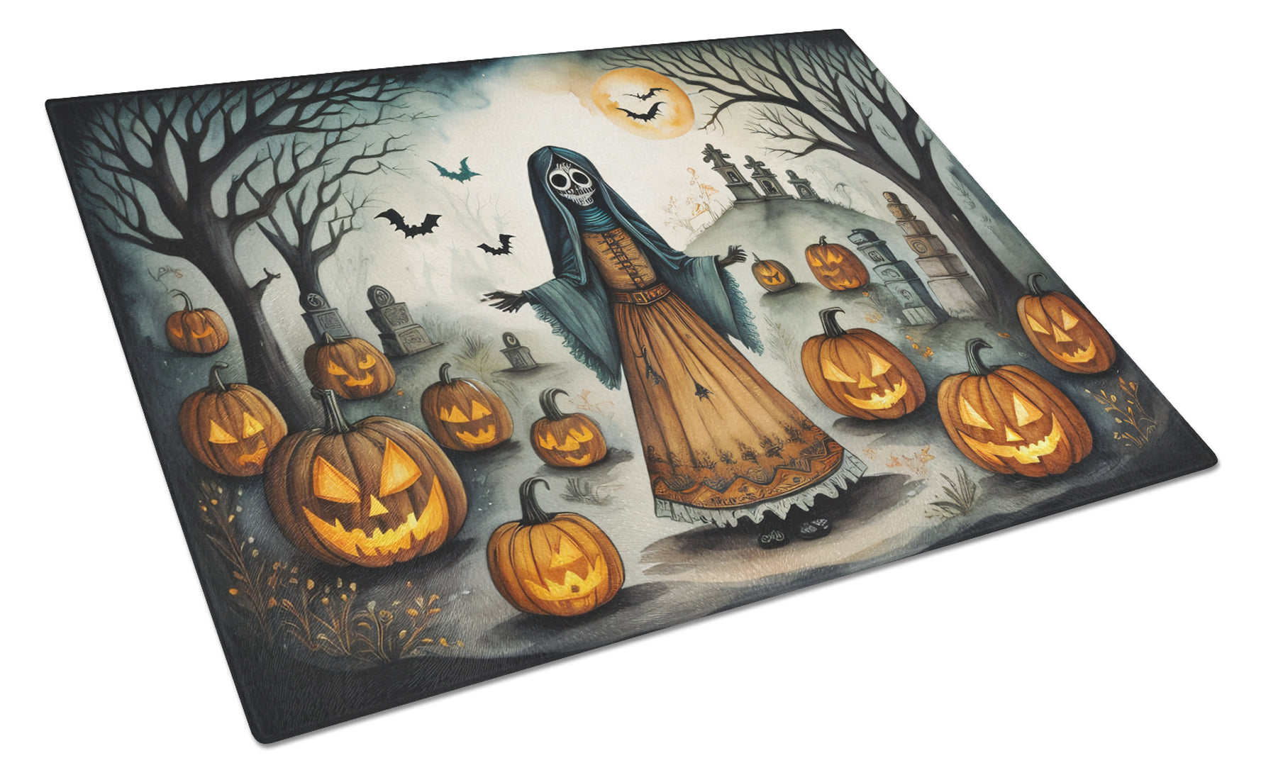 Buy this La Llorona Skeleton Spooky Halloween Glass Cutting Board Large