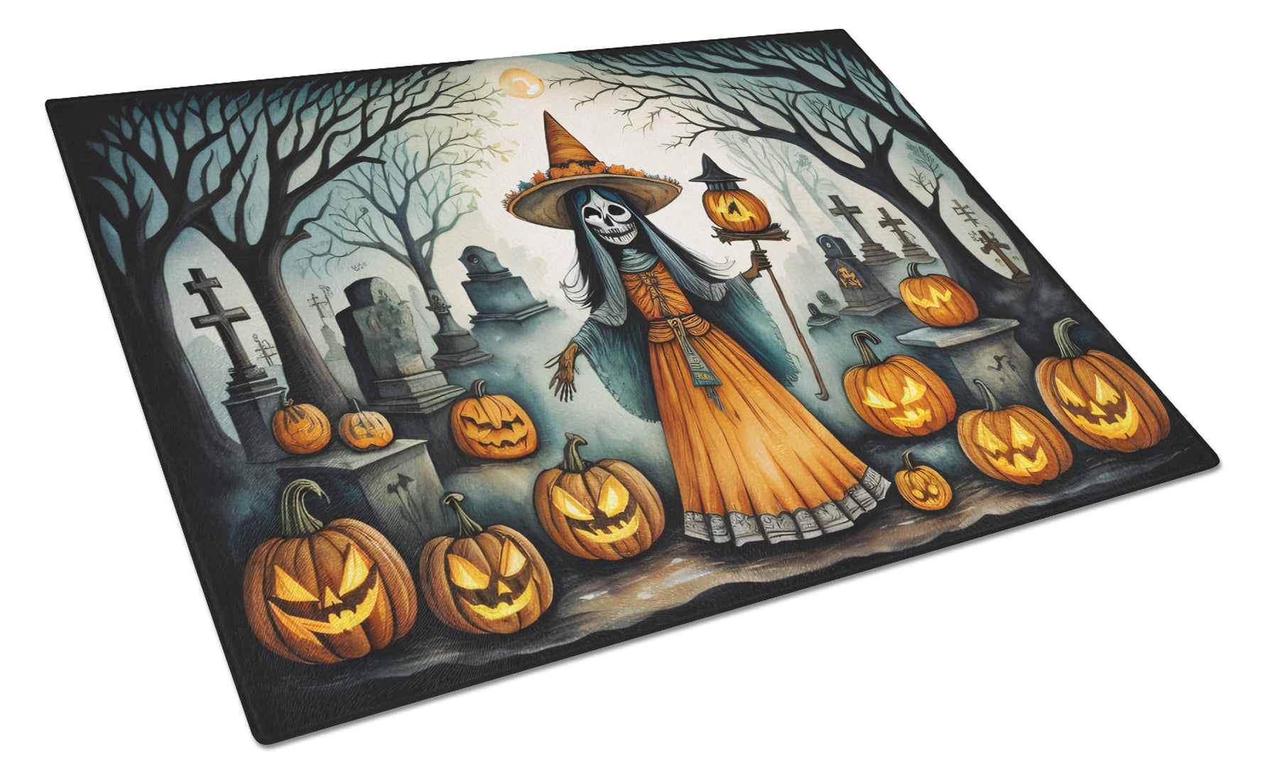 Buy this La Llorona Skeleton Spooky Halloween Glass Cutting Board Large