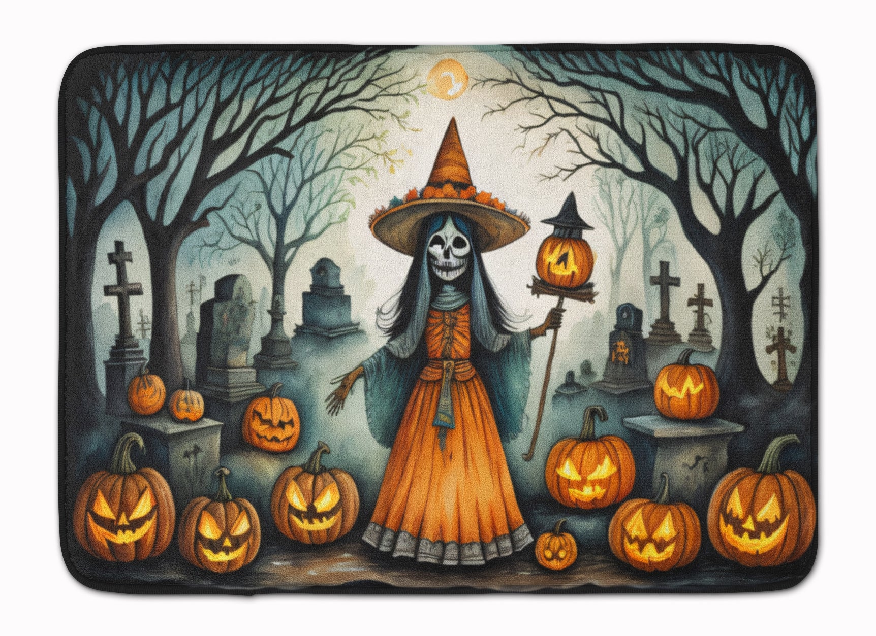 Buy this La Llorona Skeleton Spooky Halloween Memory Foam Kitchen Mat