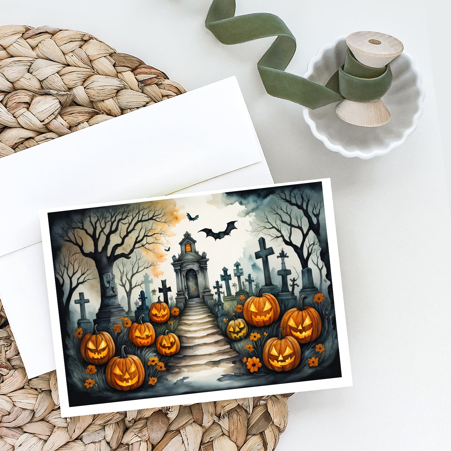 Buy this Marigold Spooky Halloween Greeting Cards and Envelopes Pack of 8