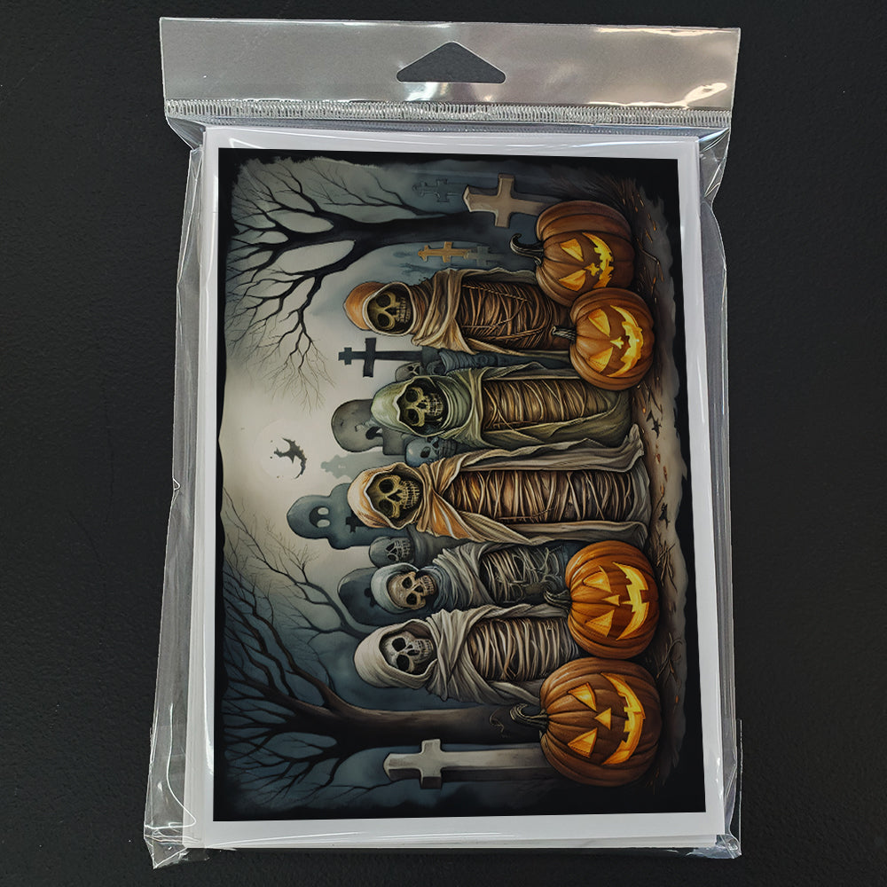 Mummies Spooky Halloween Greeting Cards and Envelopes Pack of 8