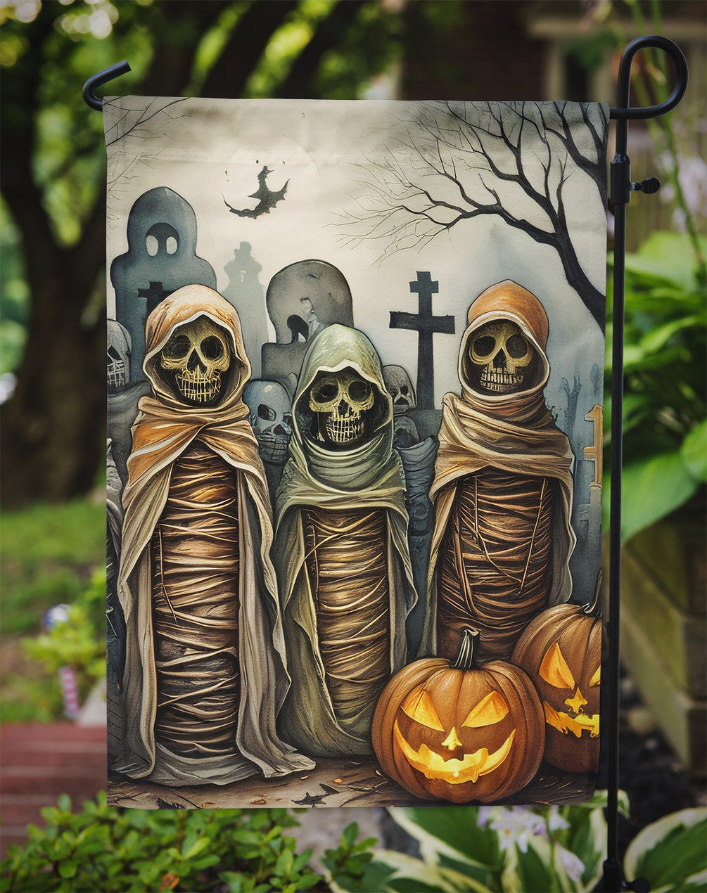 Mummies Spooky Halloween Garden Flag