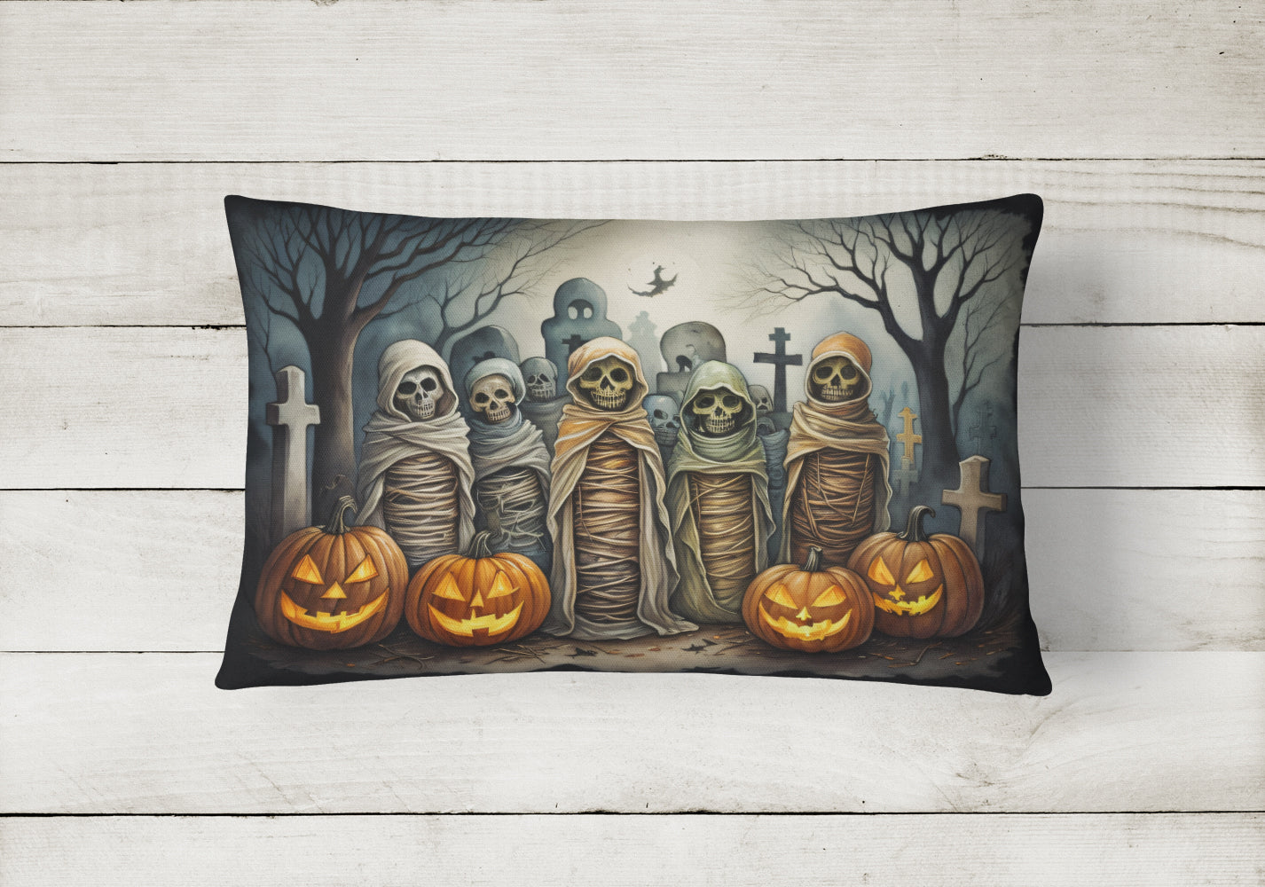 Caroline's Treasures Mummies Spooky Halloween Fabric Decorative Pillow
