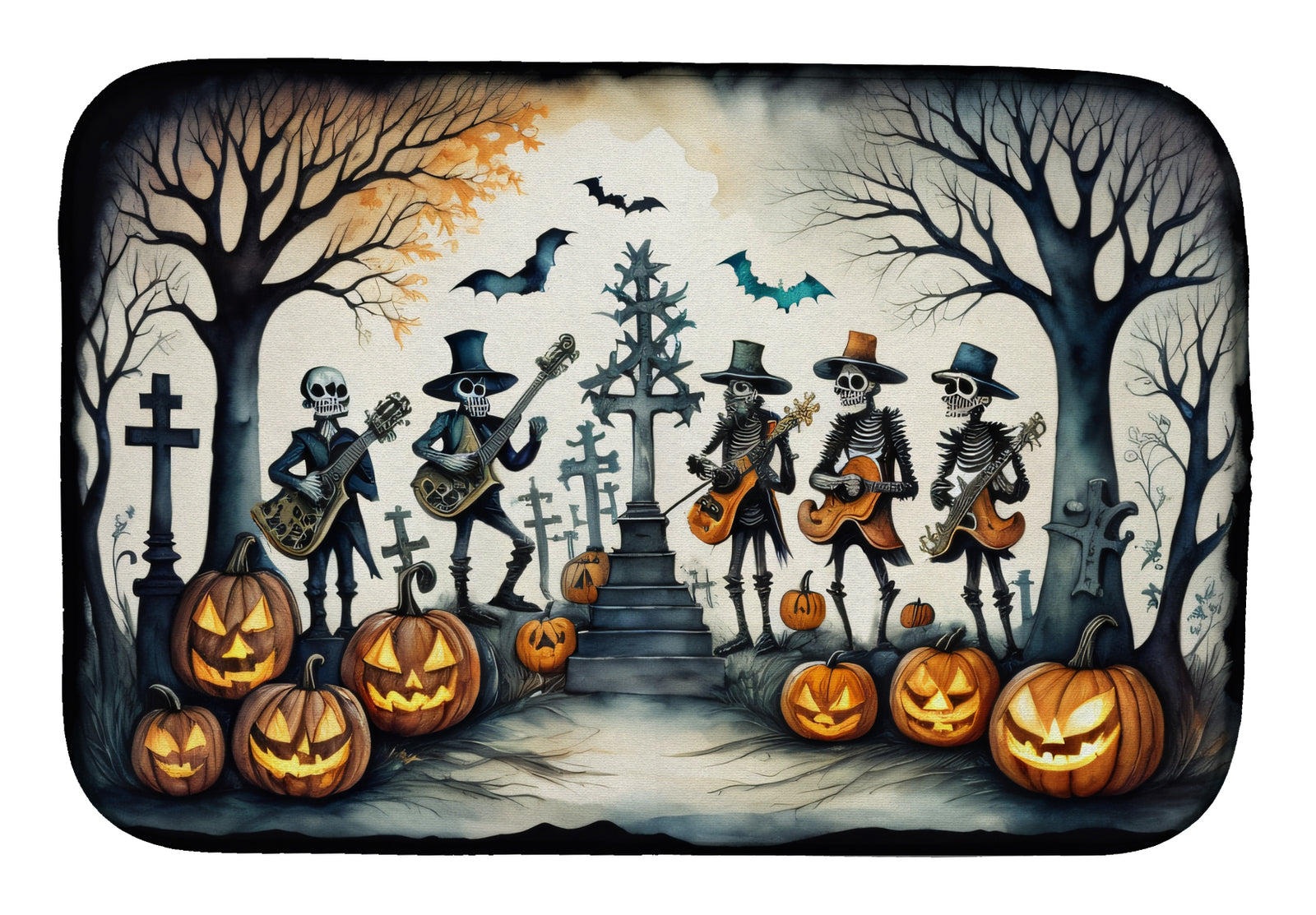 Buy this Mariachi Skeleton Band Spooky Halloween Dish Drying Mat