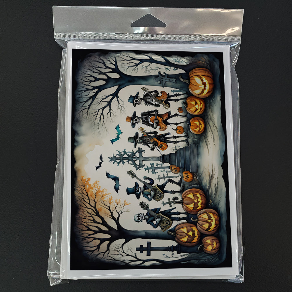 Mariachi Skeleton Band Spooky Halloween Greeting Cards and Envelopes Pack of 8