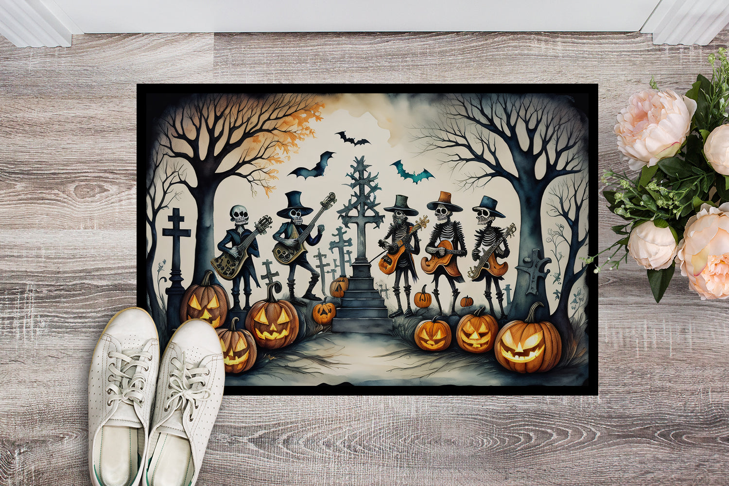 Buy this Mariachi Skeleton Band Spooky Halloween Indoor or Outdoor Mat 24x36