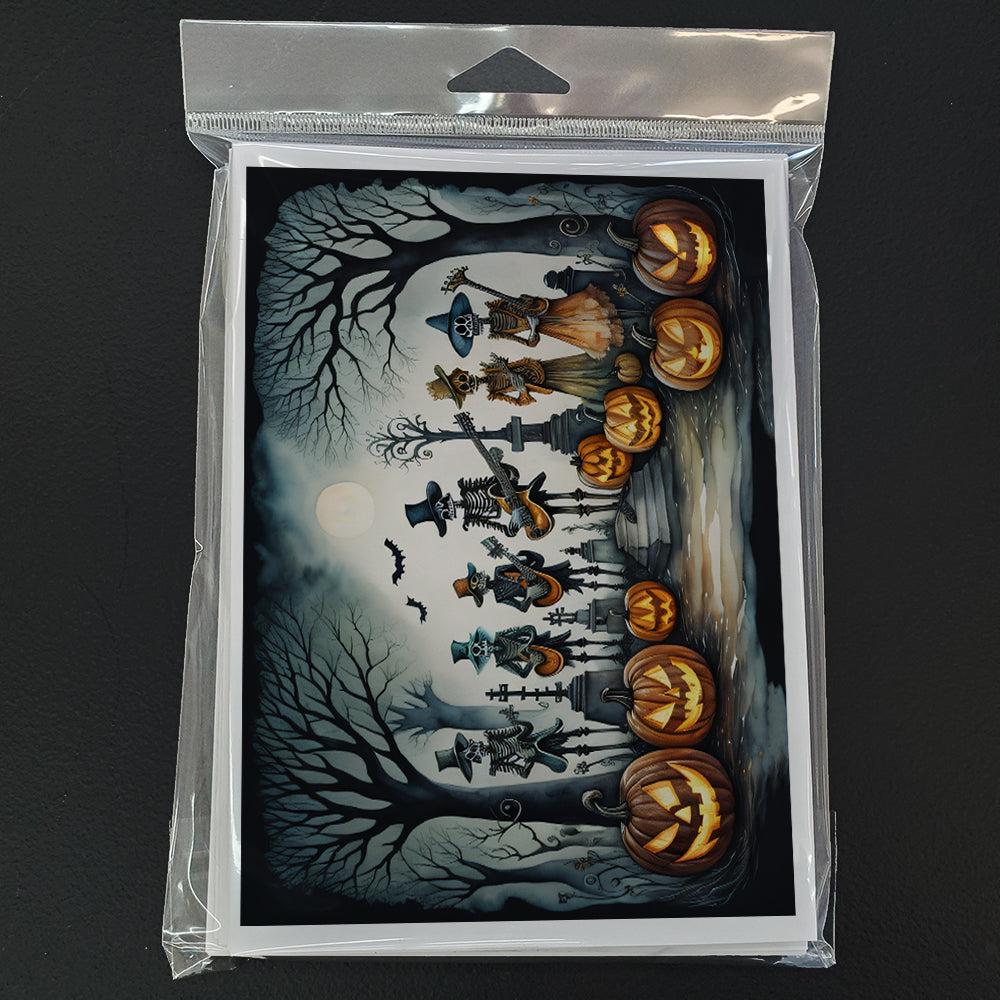 Mariachi Skeleton Band Spooky Halloween Greeting Cards and Envelopes Pack of 8