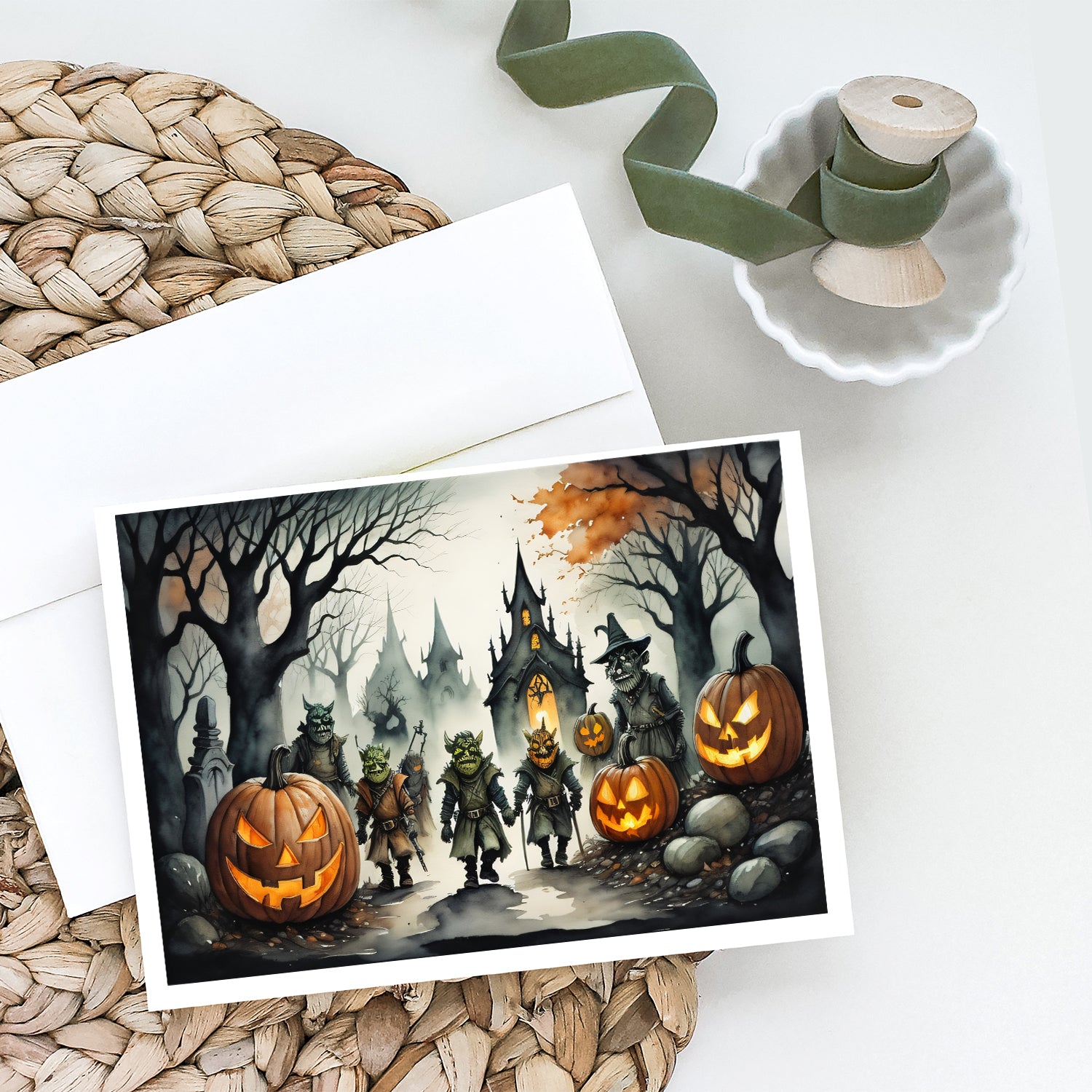 Orcs Spooky Halloween Greeting Cards and Envelopes Pack of 8