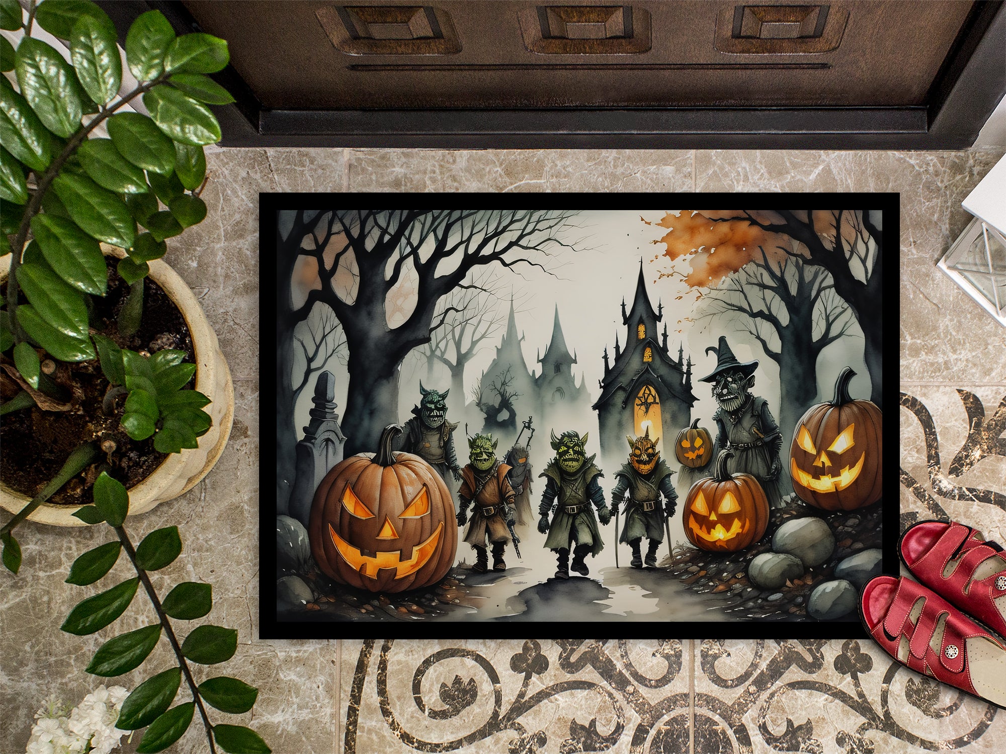 Orcs Spooky Halloween Indoor or Outdoor Mat 24x36