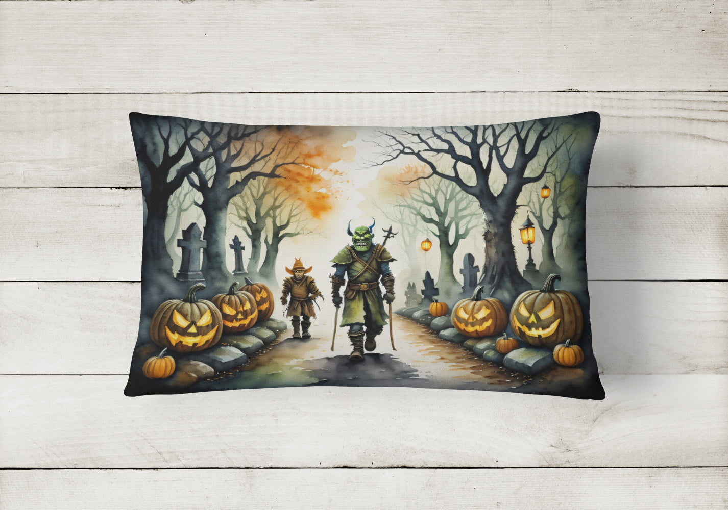 Orcs Spooky Halloween Fabric Decorative Pillow
